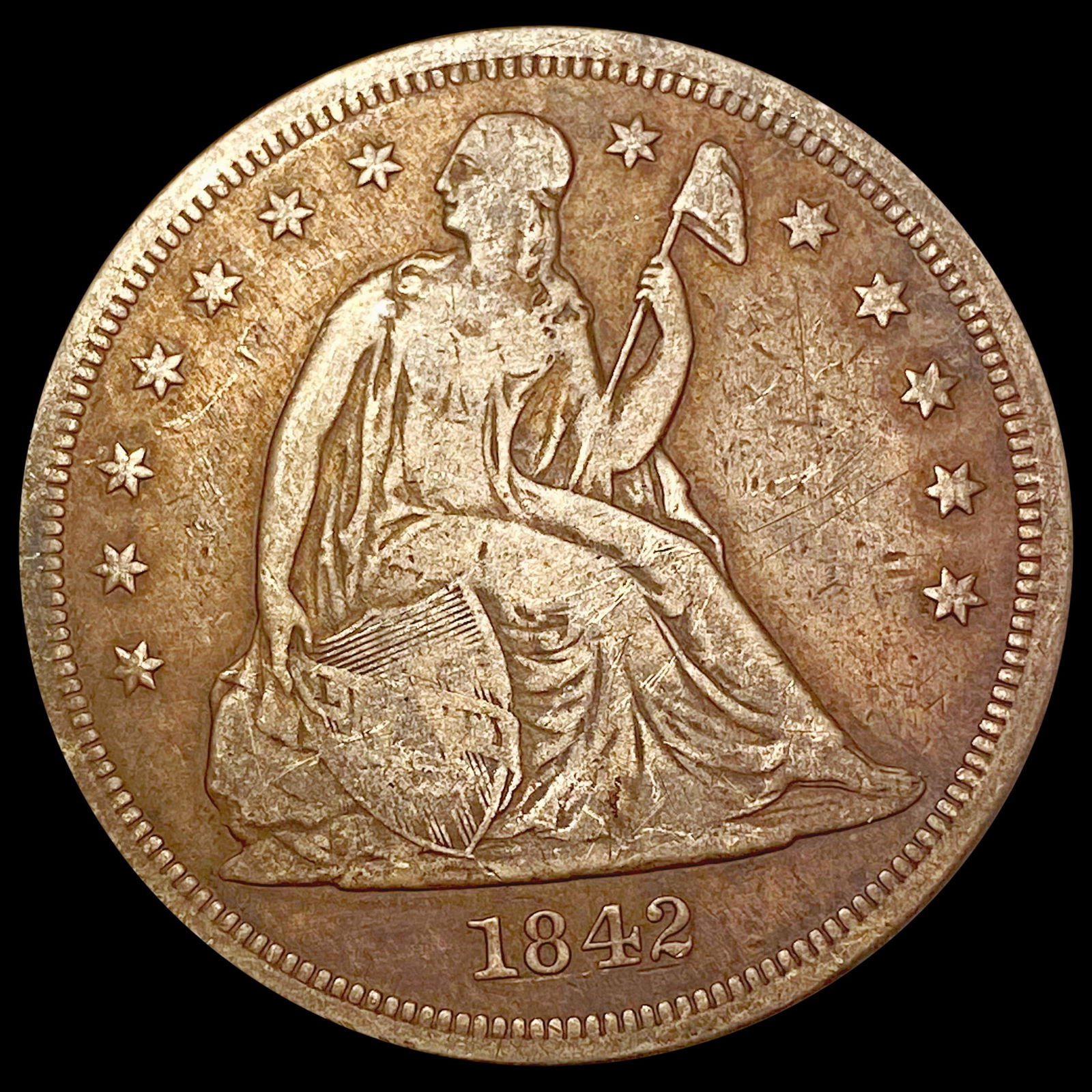 1842 Seated Liberty Dollar LIGHTLY CIRCULATED (1 of 2)