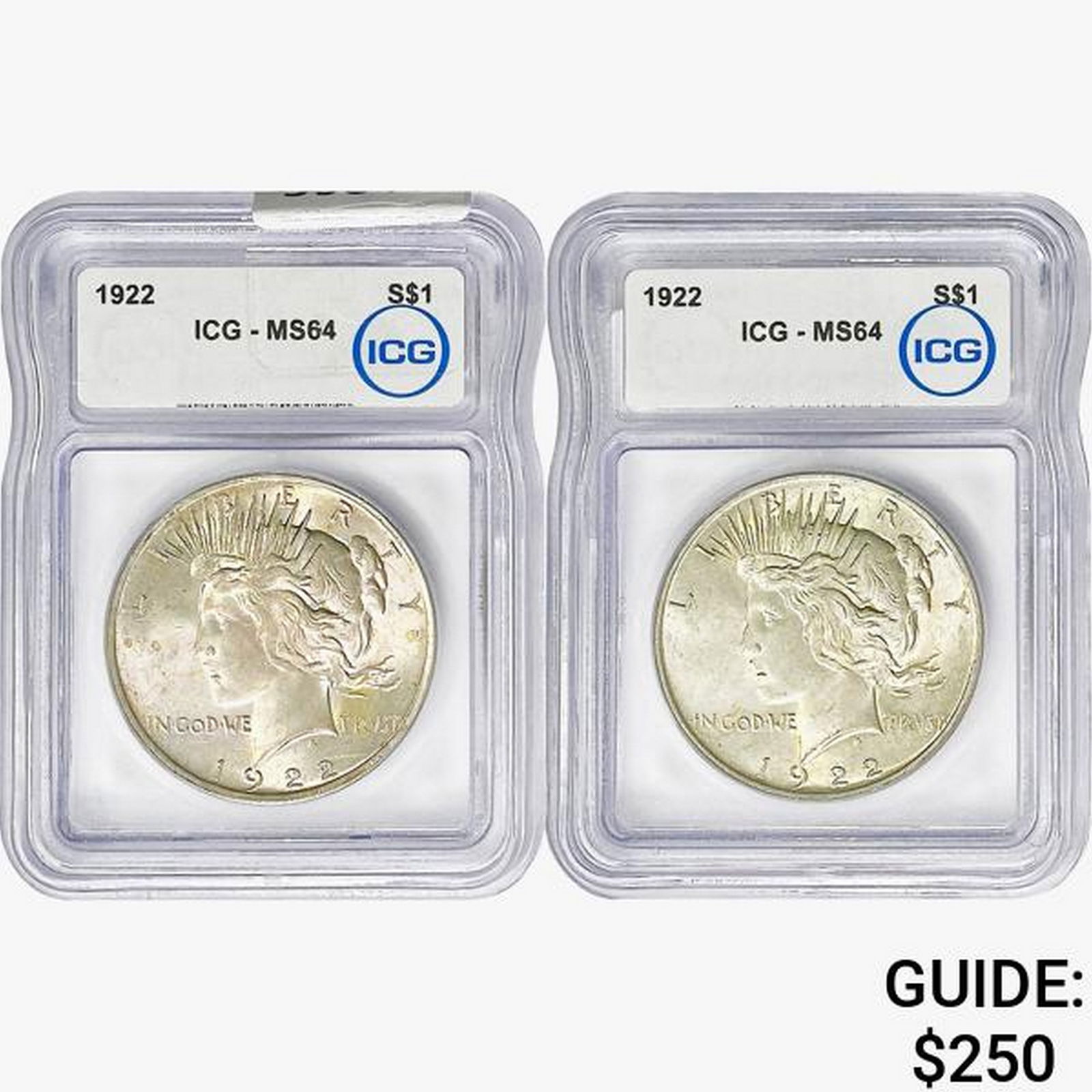[2] 1922 Silver Peace Dollar ICG MS64 (1 of 2)