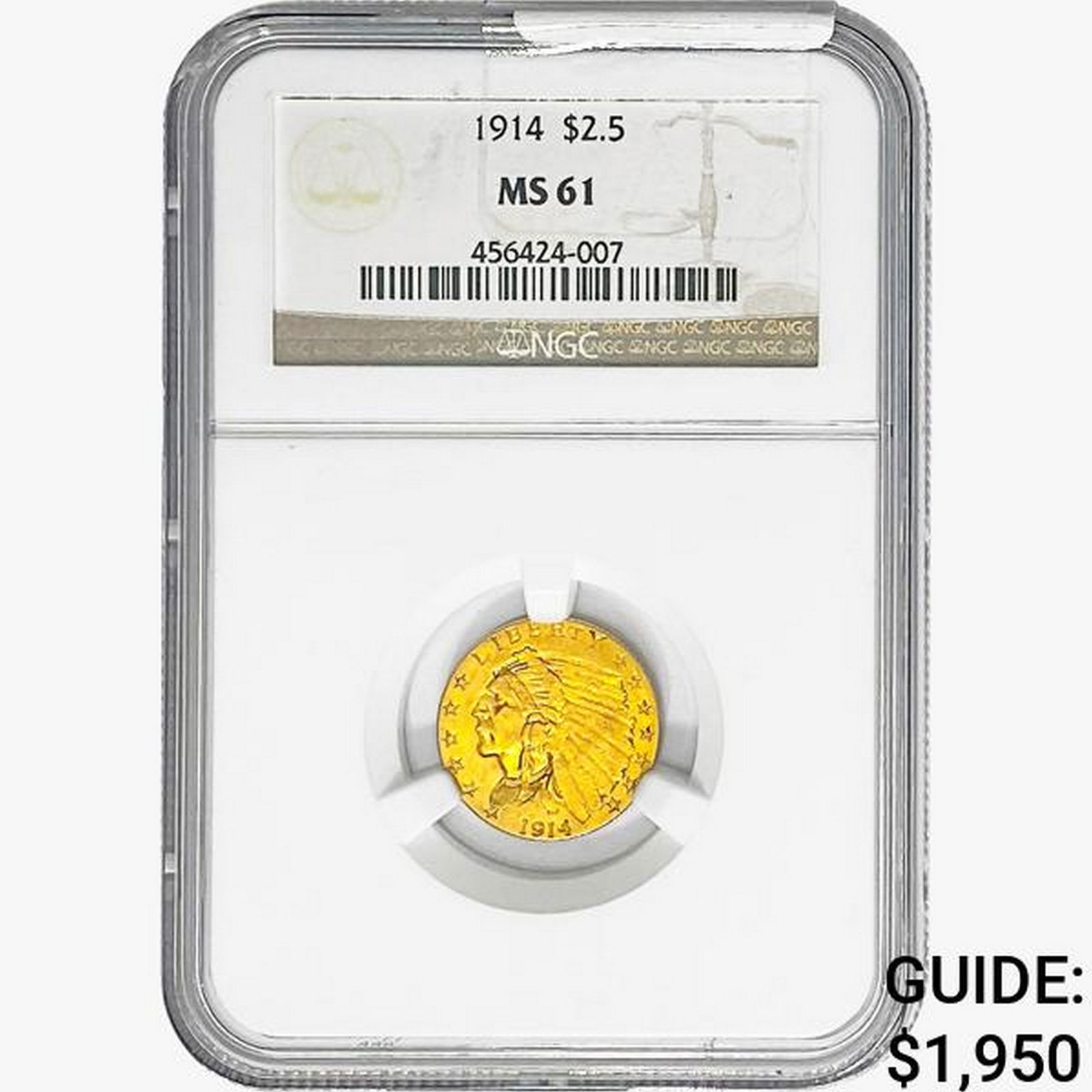 1914 $2.50 Gold Quarter Eagle NGC MS61 (1 of 2)