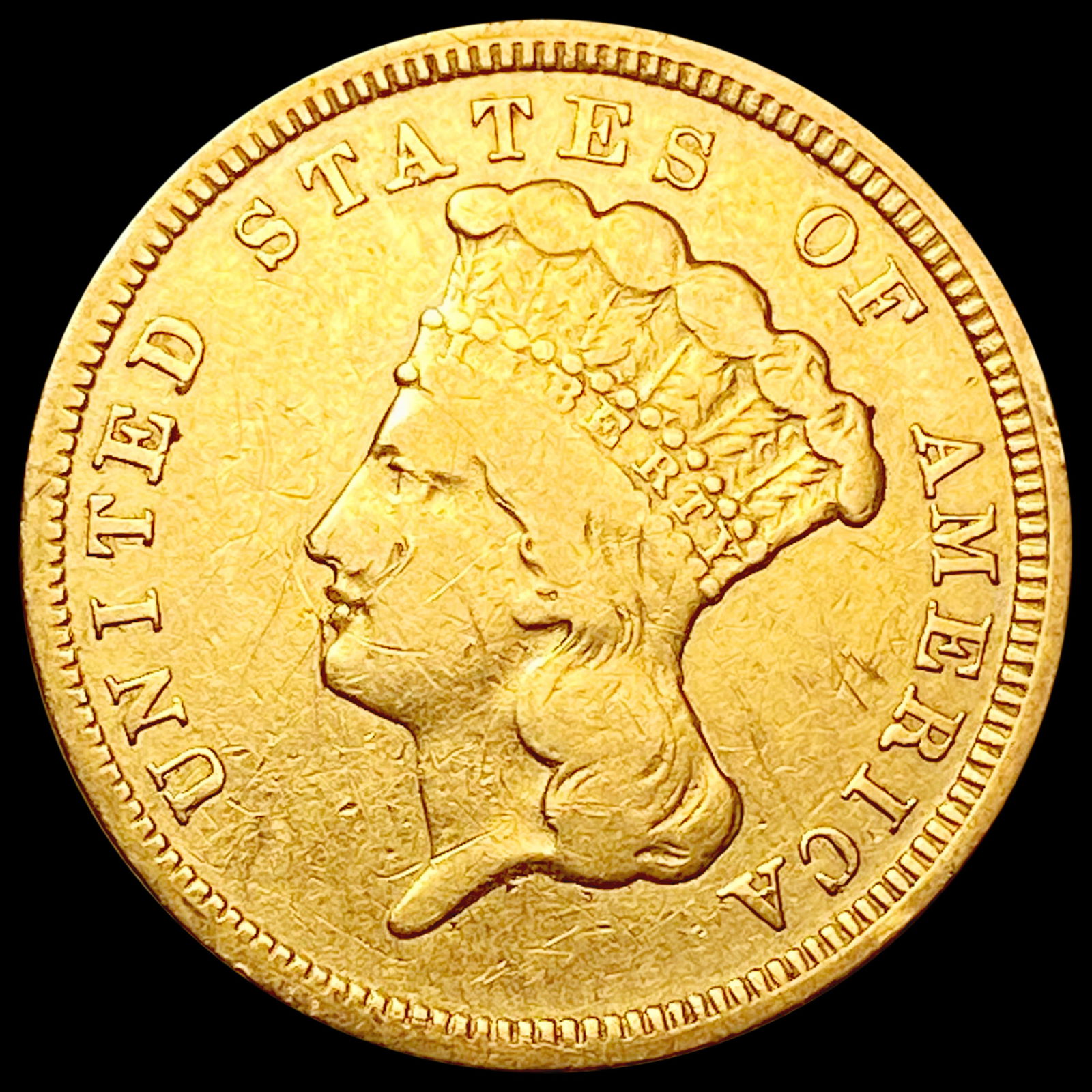 1854 $3 Gold Piece NICELY CIRCULATED (1 of 2)