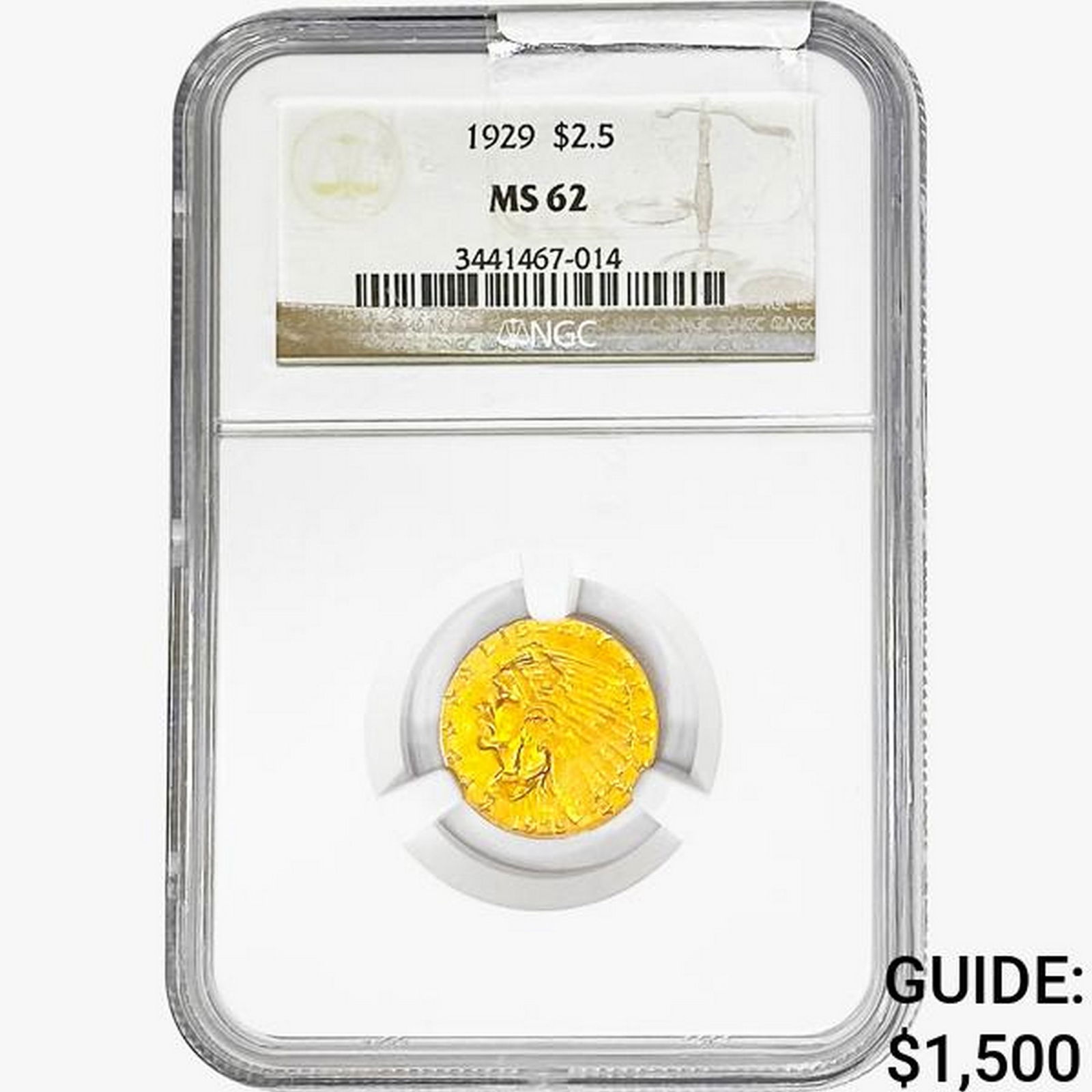1929 $2.50 Gold Quarter Eagle NGC MS62 (1 of 2)