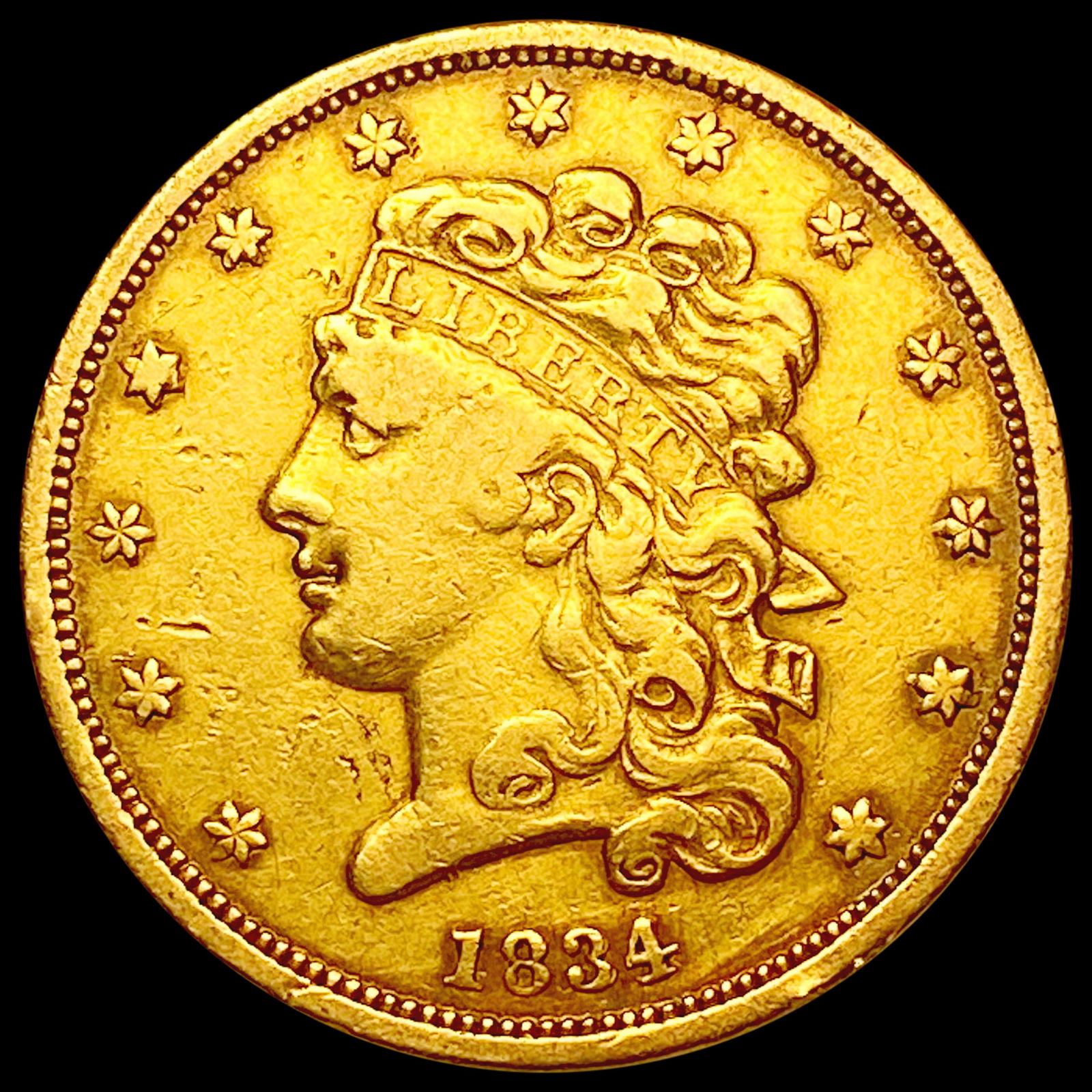 1834 $5 Gold Half Eagle LIGHTLY CIRCULATED (1 of 2)