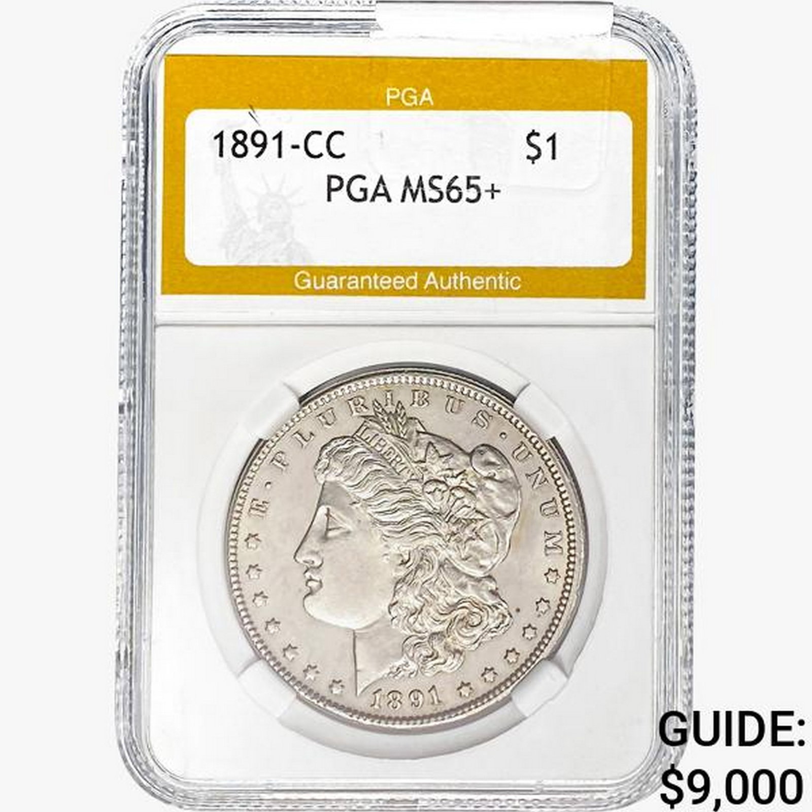 1891-CC Morgan Silver Dollar PGA MS65+: 1891-CC Morgan Silver Dollar PGA MS65+