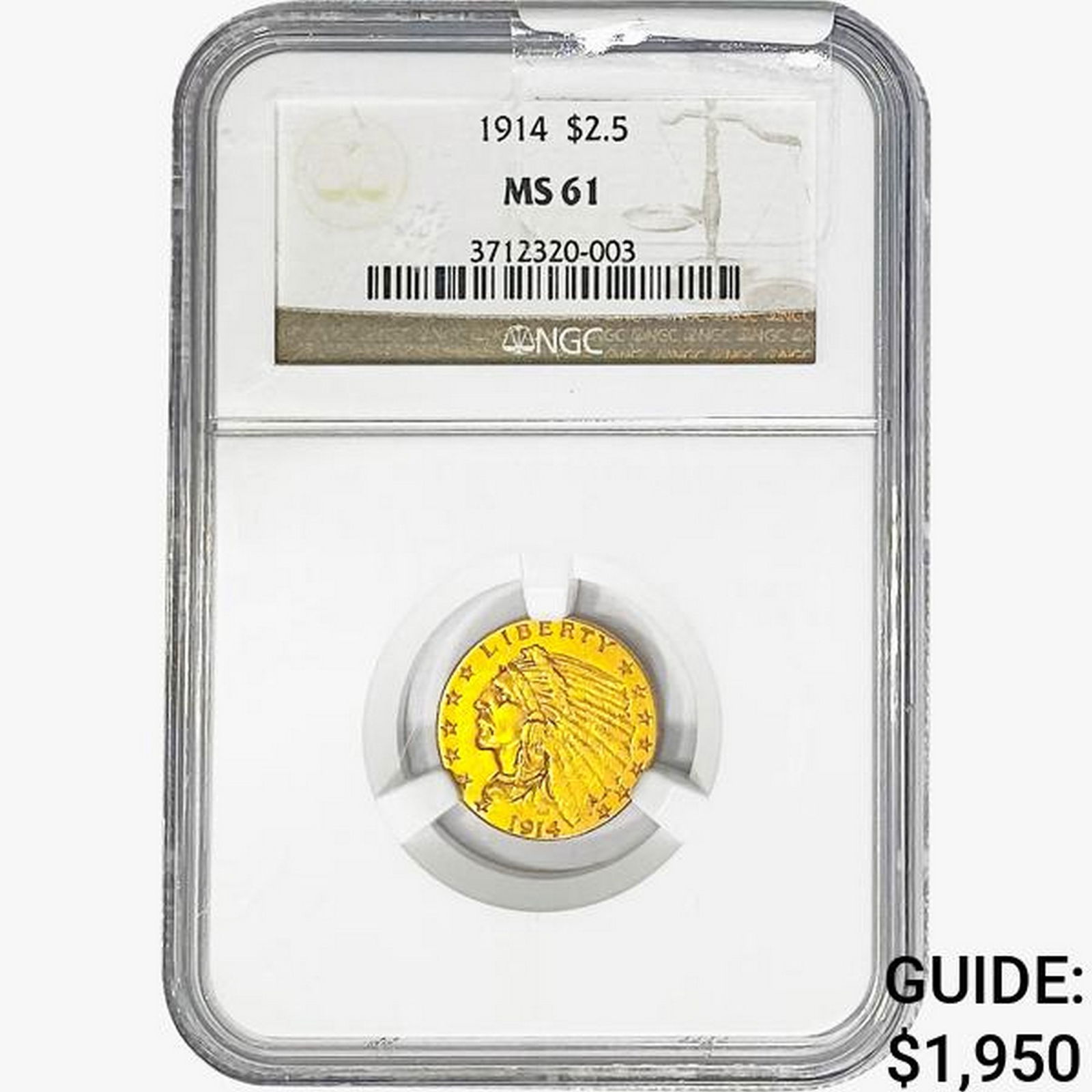 1914 $2.50 Gold Quarter Eagle NGC MS61 (1 of 2)