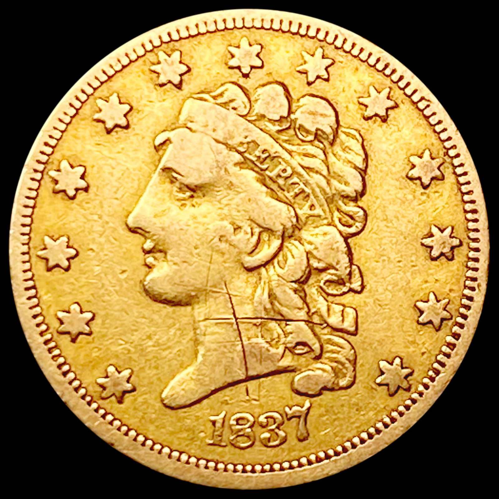 1837-P $2.50 Gold Quarter Eagle LIGHTLY CIRCULATED (1 of 2)