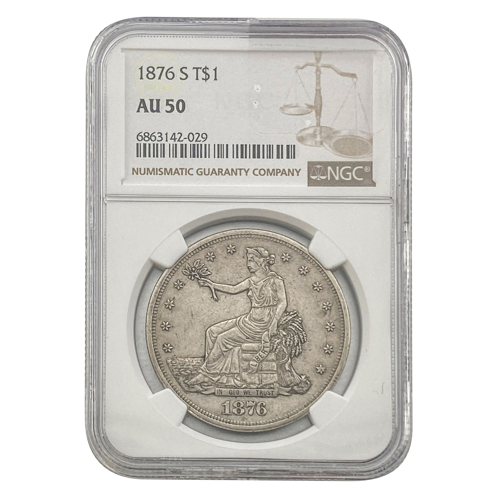 1876-S Silver Trade Dollar NGC AU50 (1 of 2)
