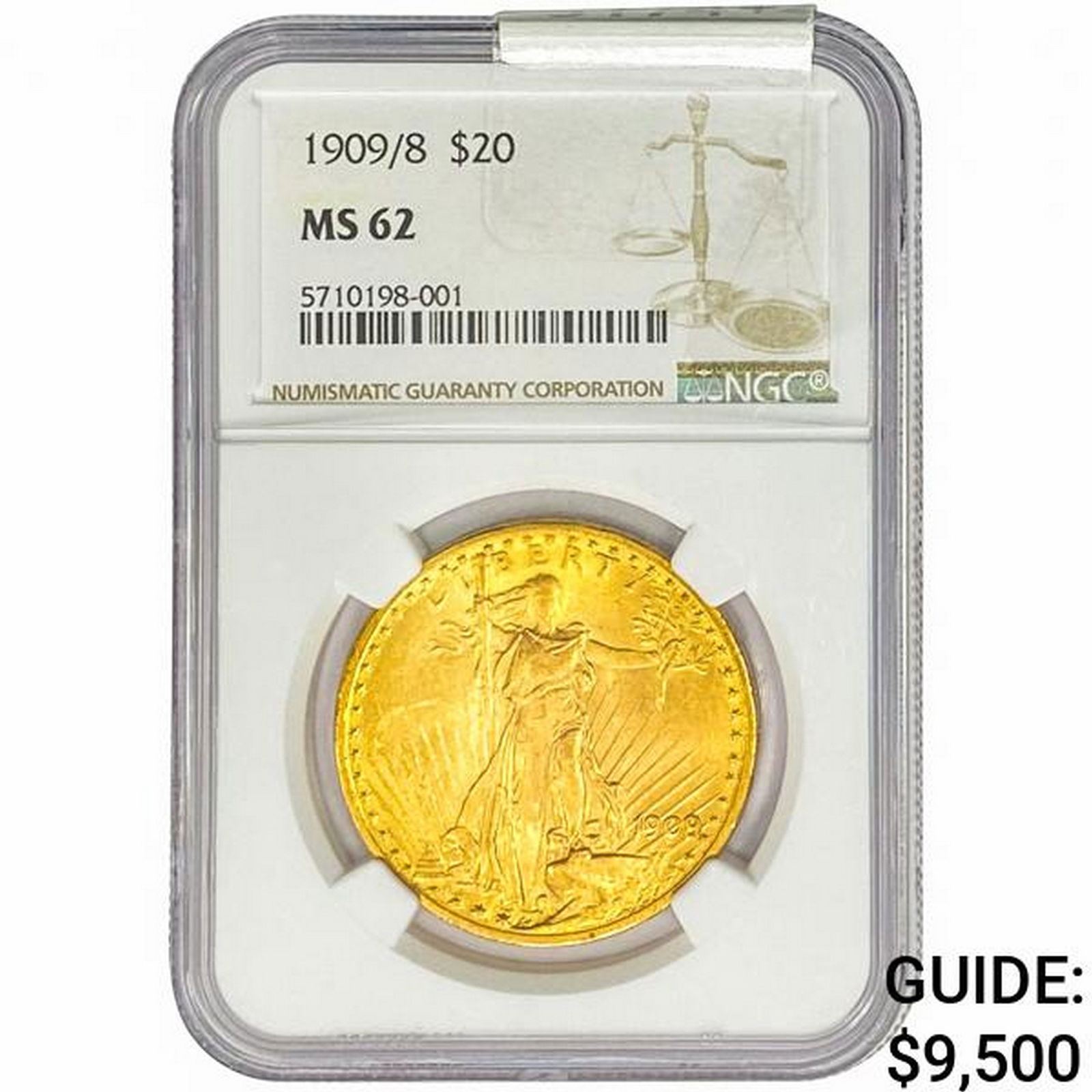 1909/ 8 $20 Gold Double Eagle NGC MS62 (1 of 2)