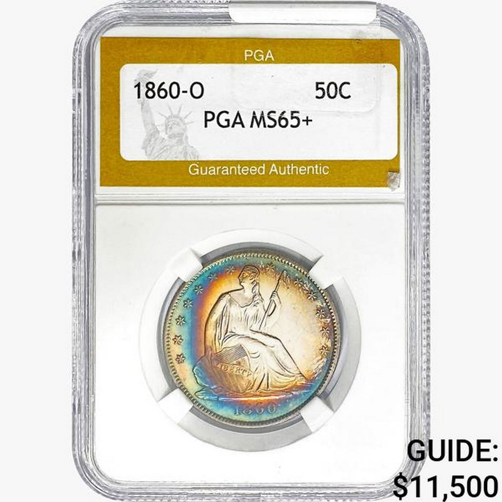 1860-O Seated Liberty Half Dollar PGA MS65+ (1 of 2)