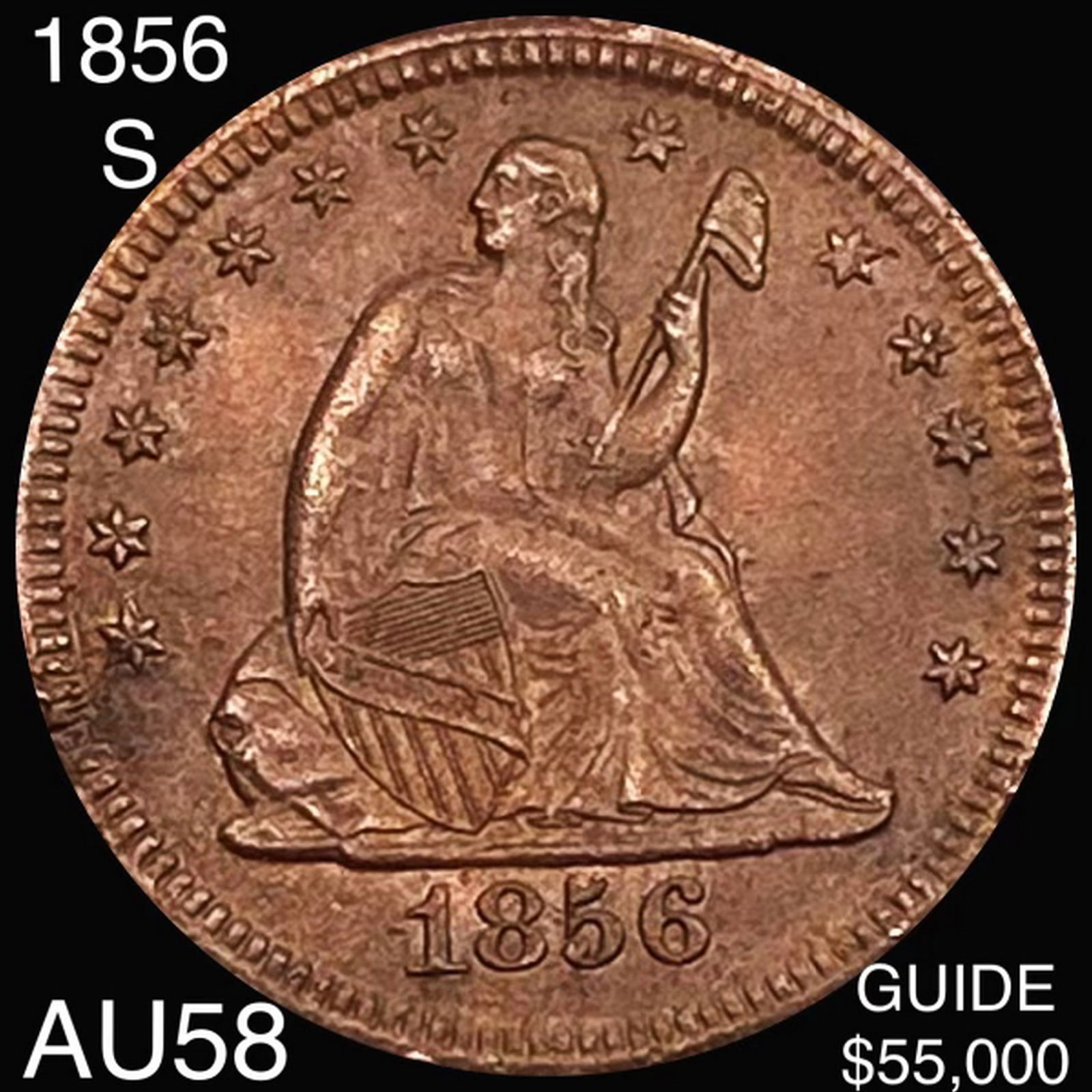1856-S/S Seated Liberty Quarter CHOICE AU (1 of 2)