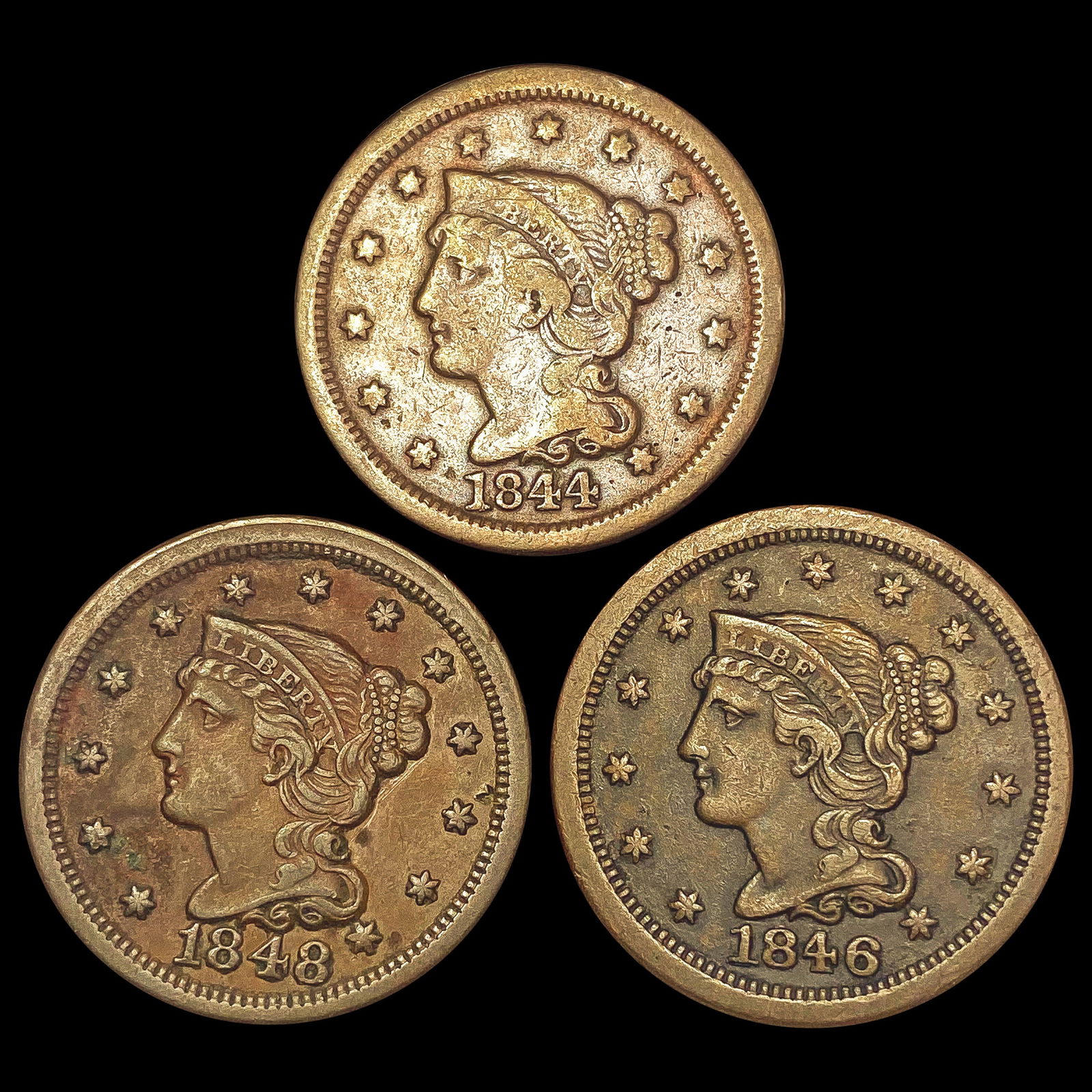 [3]1844-1848 Braided Hair Large Cent HIGH GRADE (1 of 2)