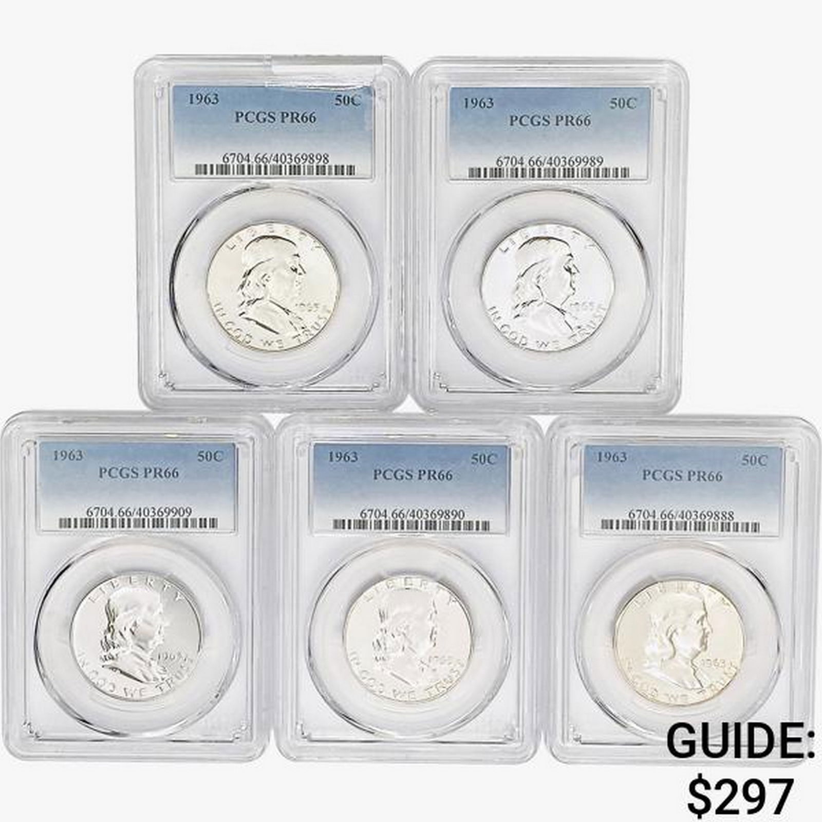 [5] 1963 Kennedy Half Dollar PCGS PR66 (1 of 2)