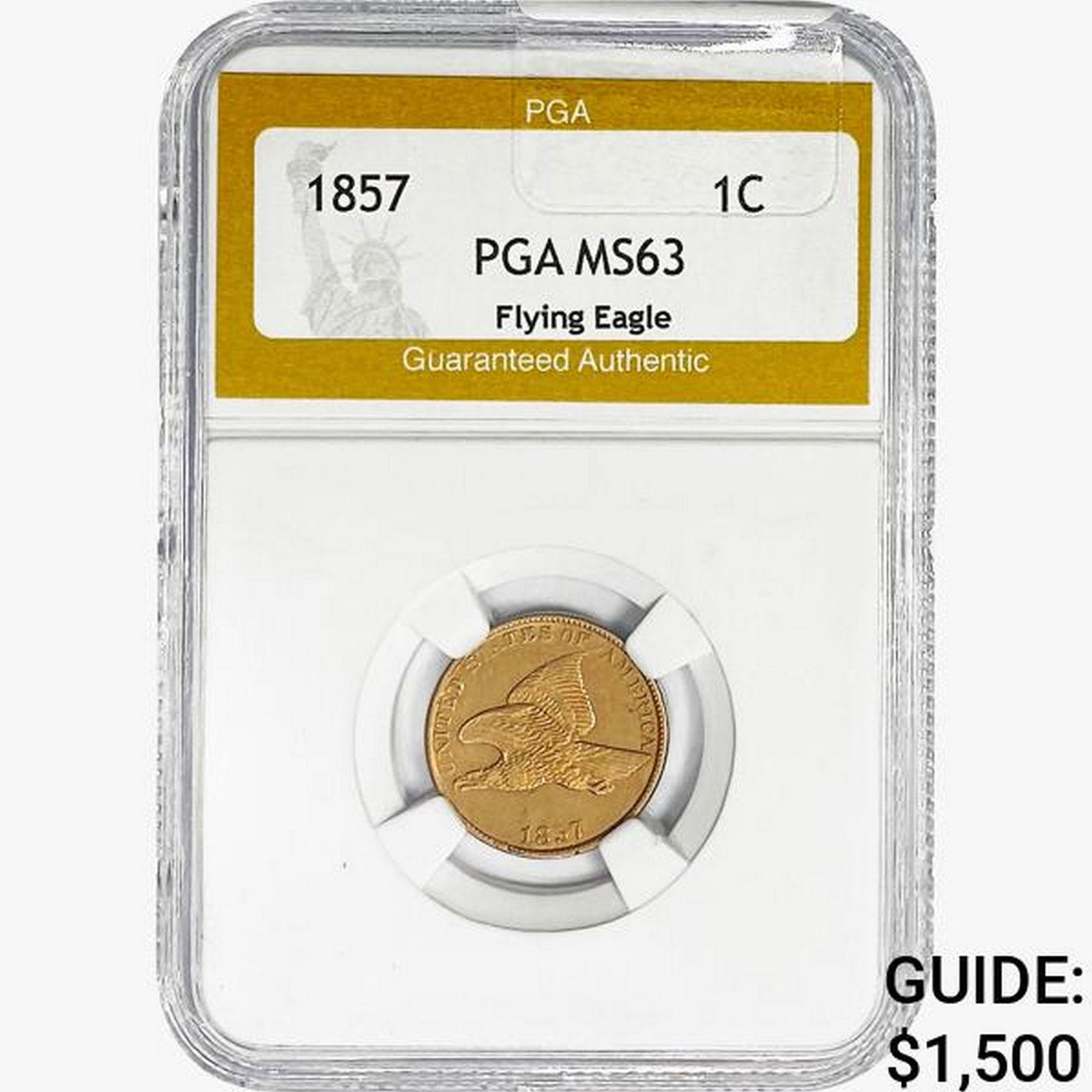 1857 Flying Eagle Cent PGA MS63 (1 of 2)