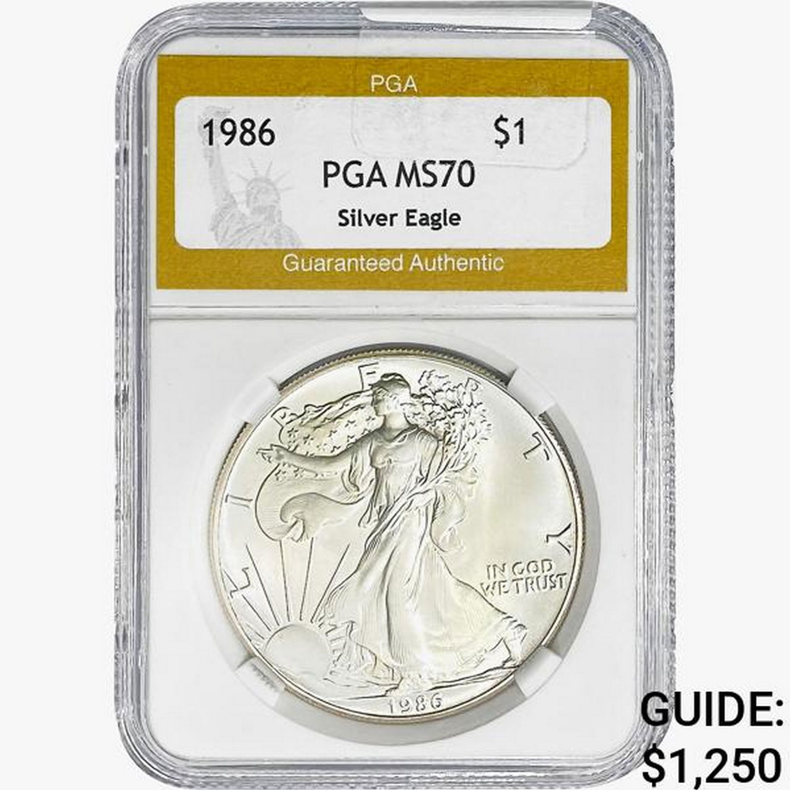 1986 Walking Liberty Dollar PGA MS70 Silver Eagle (1 of 2)
