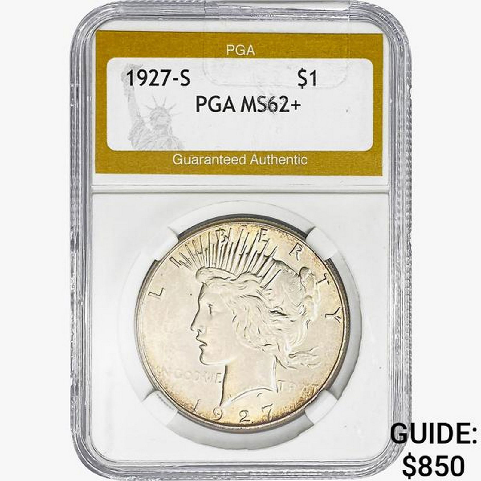 1927-S Silver Peace Dollar PGA MS62+ (1 of 2)