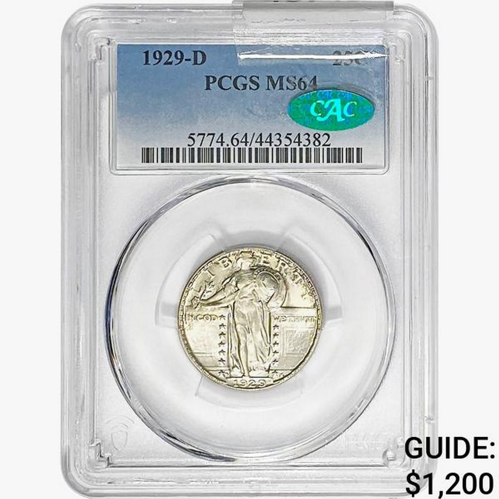 1929-D CAC Standing Liberty Quarter PCGS MS64: 1929-D CAC Standing Liberty Quarter PCGS MS64