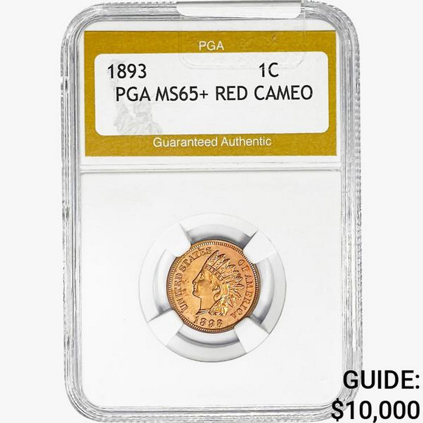 1893 Indian Head Cent PGA MS65+ RED, CAMEO (1 of 2)