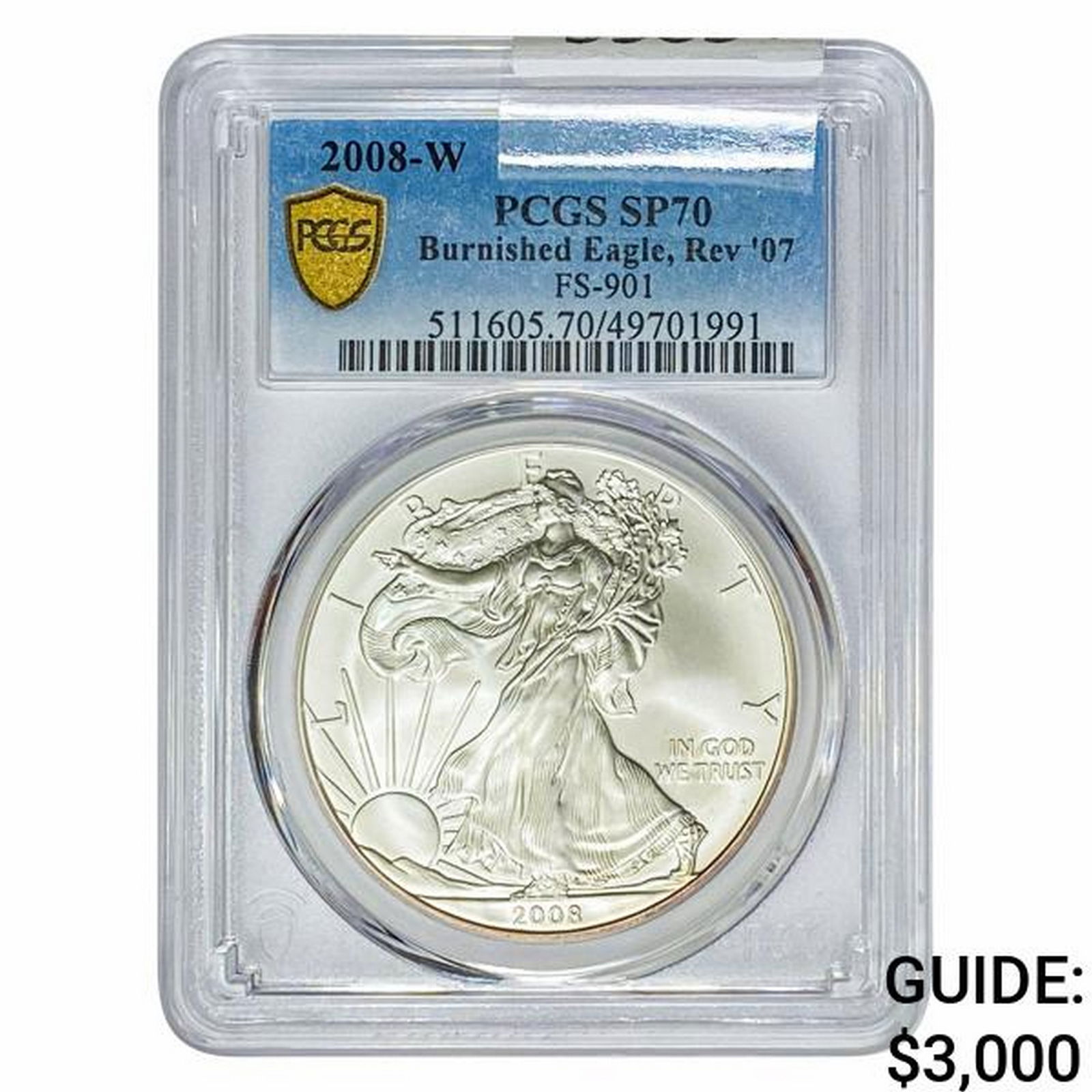 2008-W Silver Eagle PCGS SP70 REV07 Burnished (1 of 2)