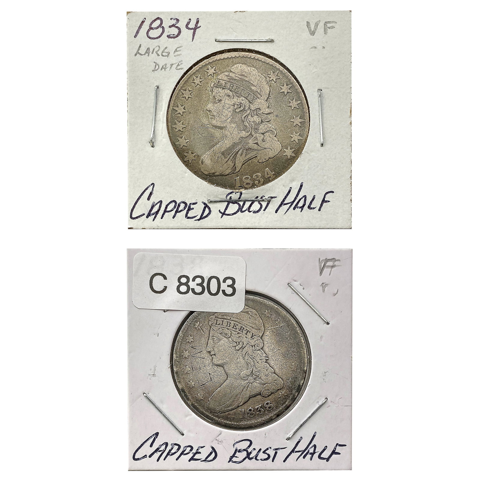[2] 1834 & 1838 Capped Bust Half Dollar: [2] 1834 & 1838 Capped Bust Half Dollar