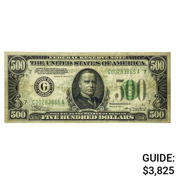 1934A $500 Bank of Chicago,IL Fed Res Note (1 of 2)