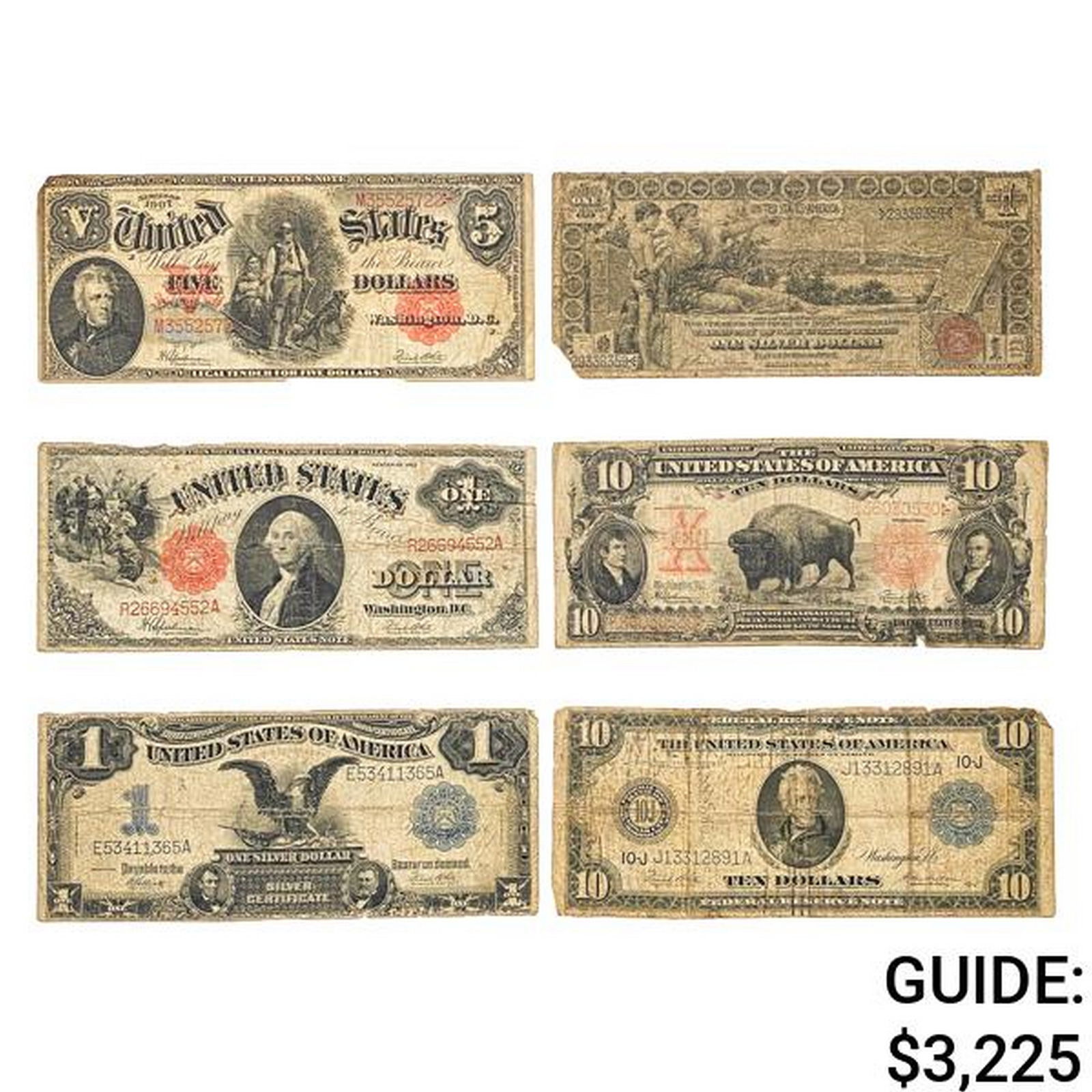LOT OF 6 MIXED LARGE SIZE CURRENCY NOTES 1896-1917 (1 of 2)