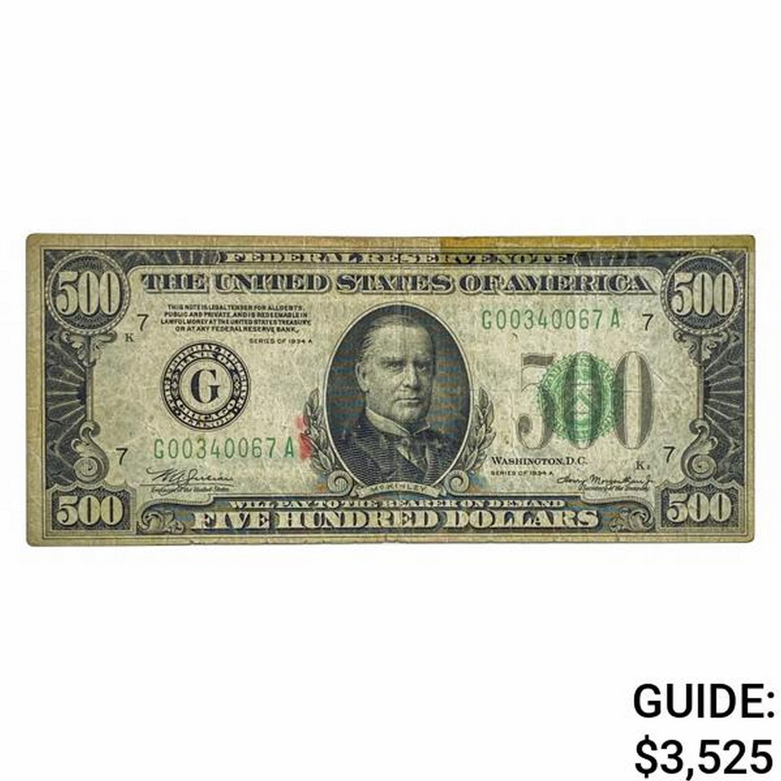 FR. 2202-G 1934-A $500 FRN CHICAGO, IL VF (1 of 2)