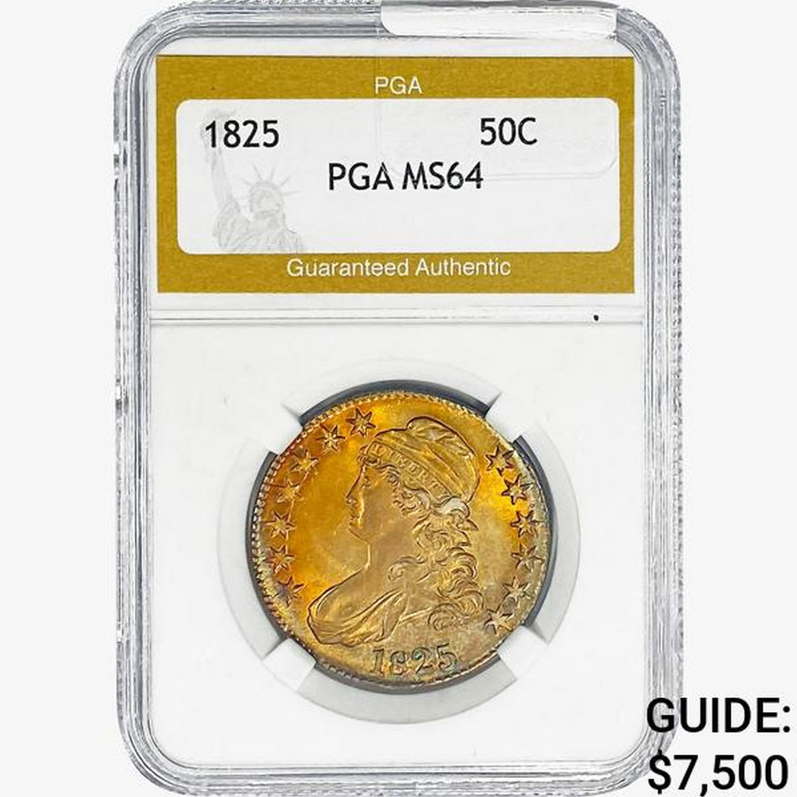 1825 Capped Bust Half Dollar PGA MS64 (1 of 2)