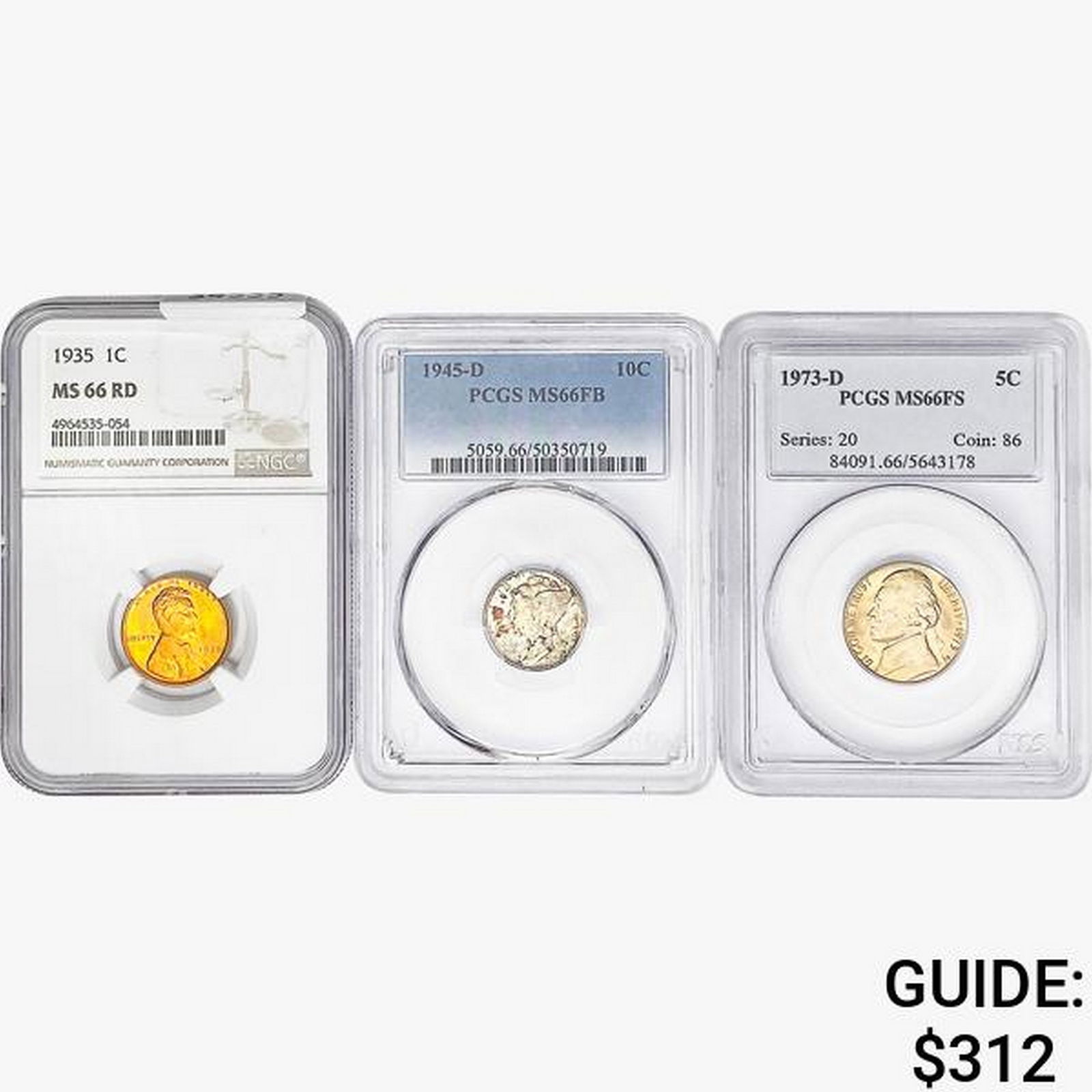 [3]1935-1973 U.S. Coins 1C-10C NGC/PCGS MS66 (1 of 2)