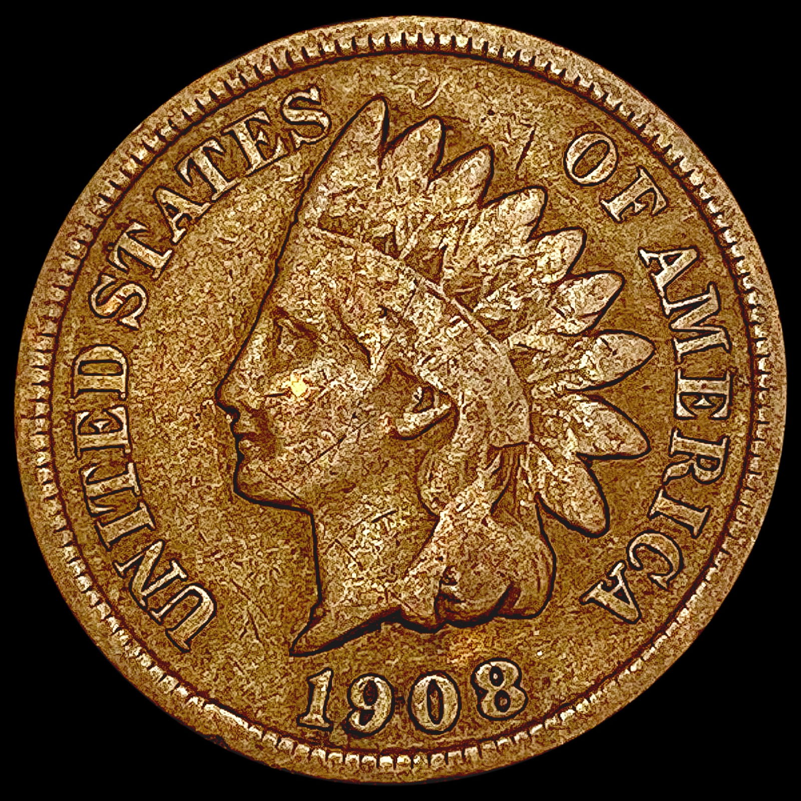1908-S Indian Head Cent LIGHTLY CIRCULATED (1 of 2)
