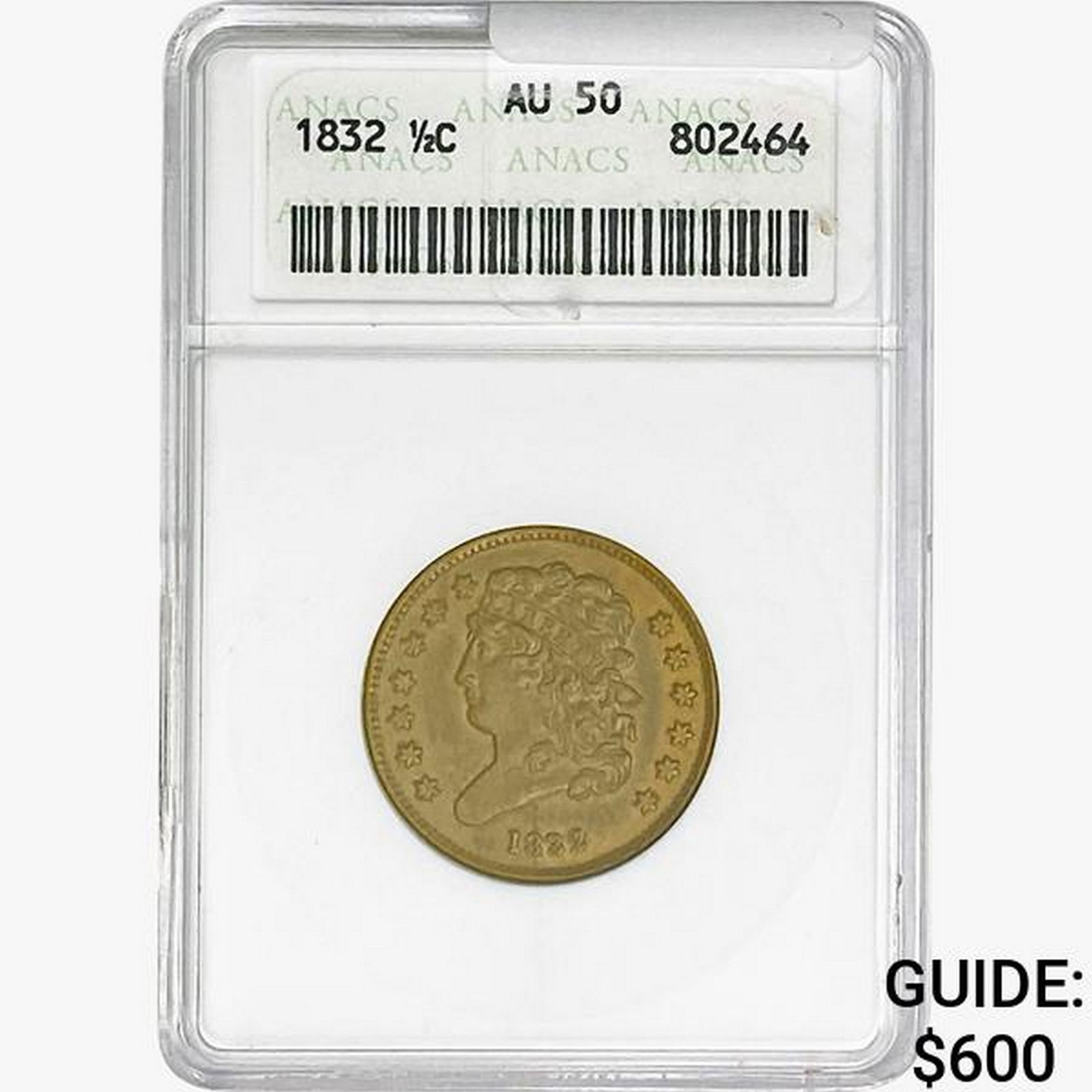 1832 Classic Head Half Cent ANACS AU50 (1 of 2)