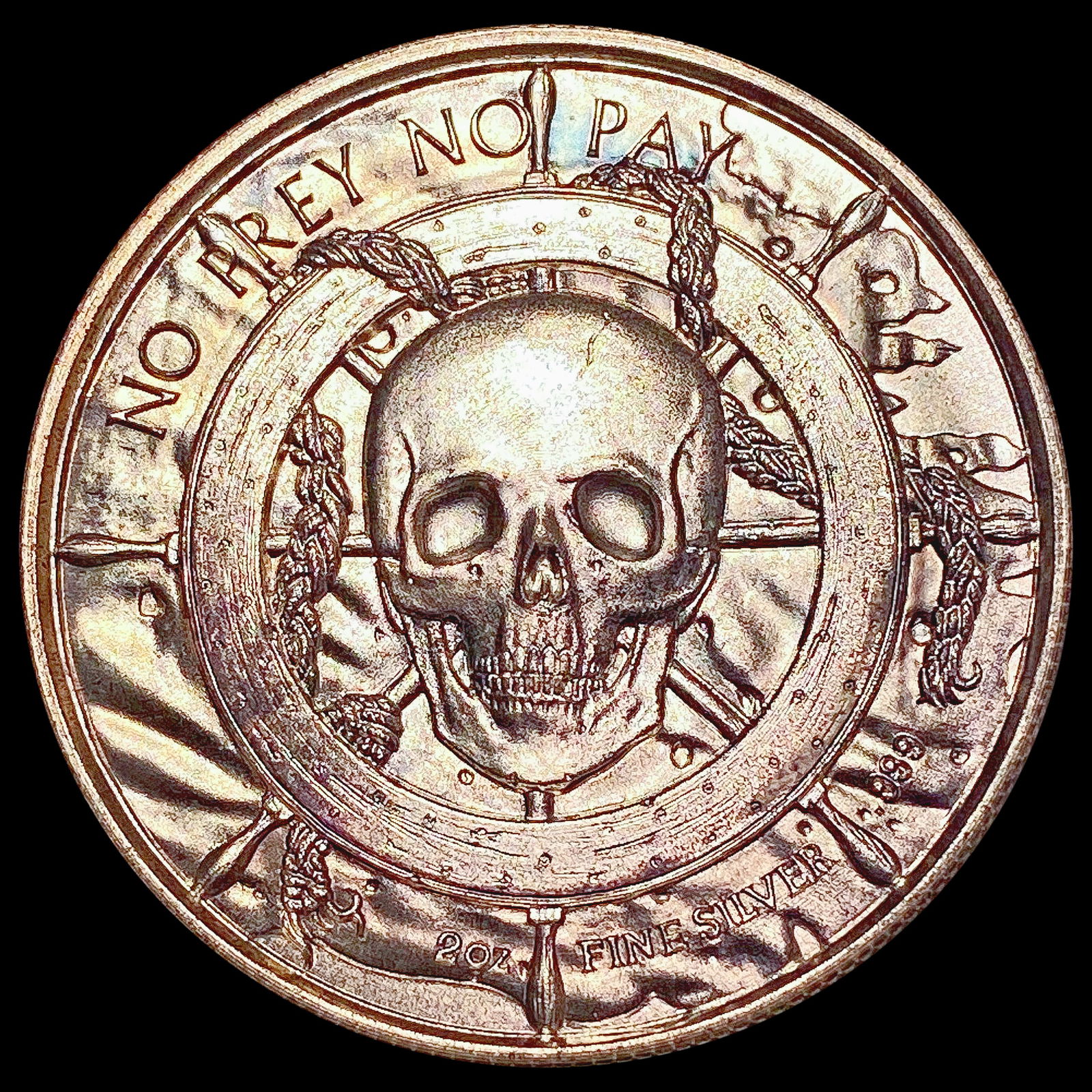 Skull, Pirate Ship 2oz Silver Round UNCIRCULATED (1 of 2)