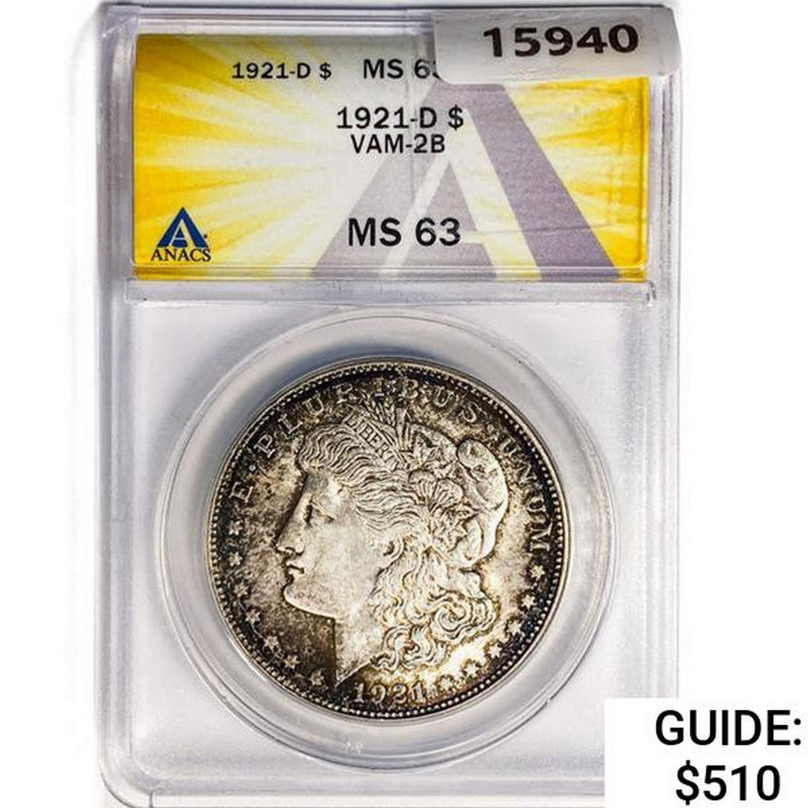 1921-D Morgan Silver Dollar ANACS MS63 VAM-2B (1 of 2)