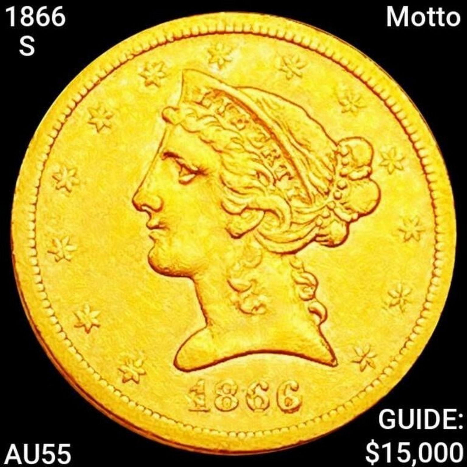 1866-S $5 Gold Half Eagle HIGH GRADE (1 of 2)