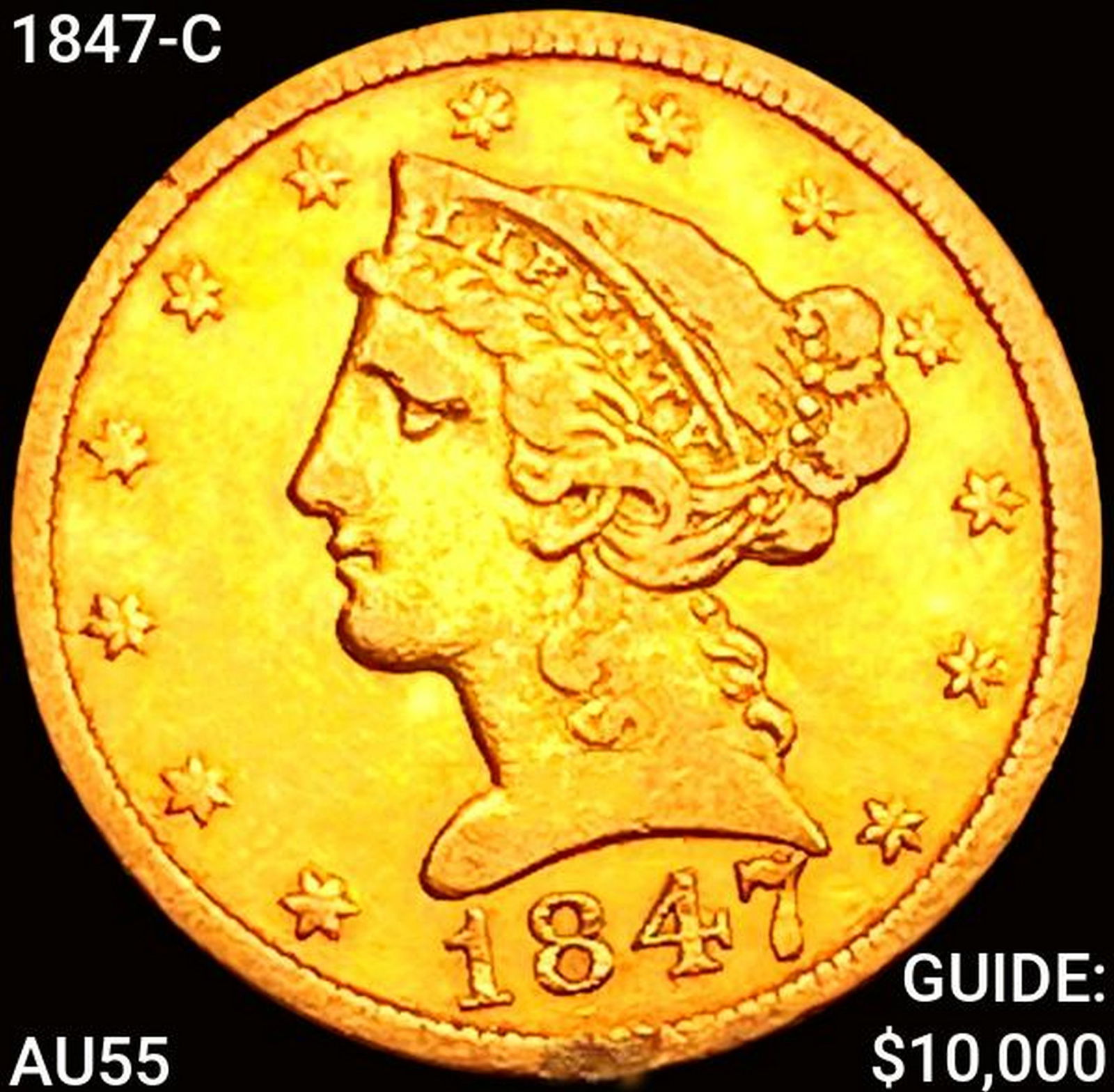 1847-C $5 Gold Half Eagle HIGH GRADE (1 of 2)