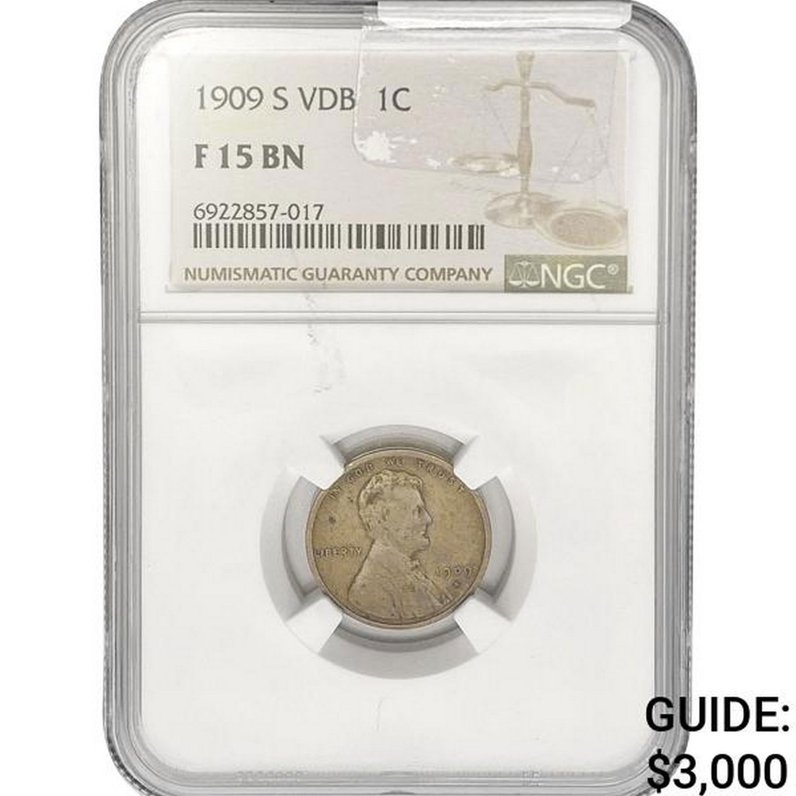 1909-S VDB Wheat Cent NGC F15 BN (1 of 2)