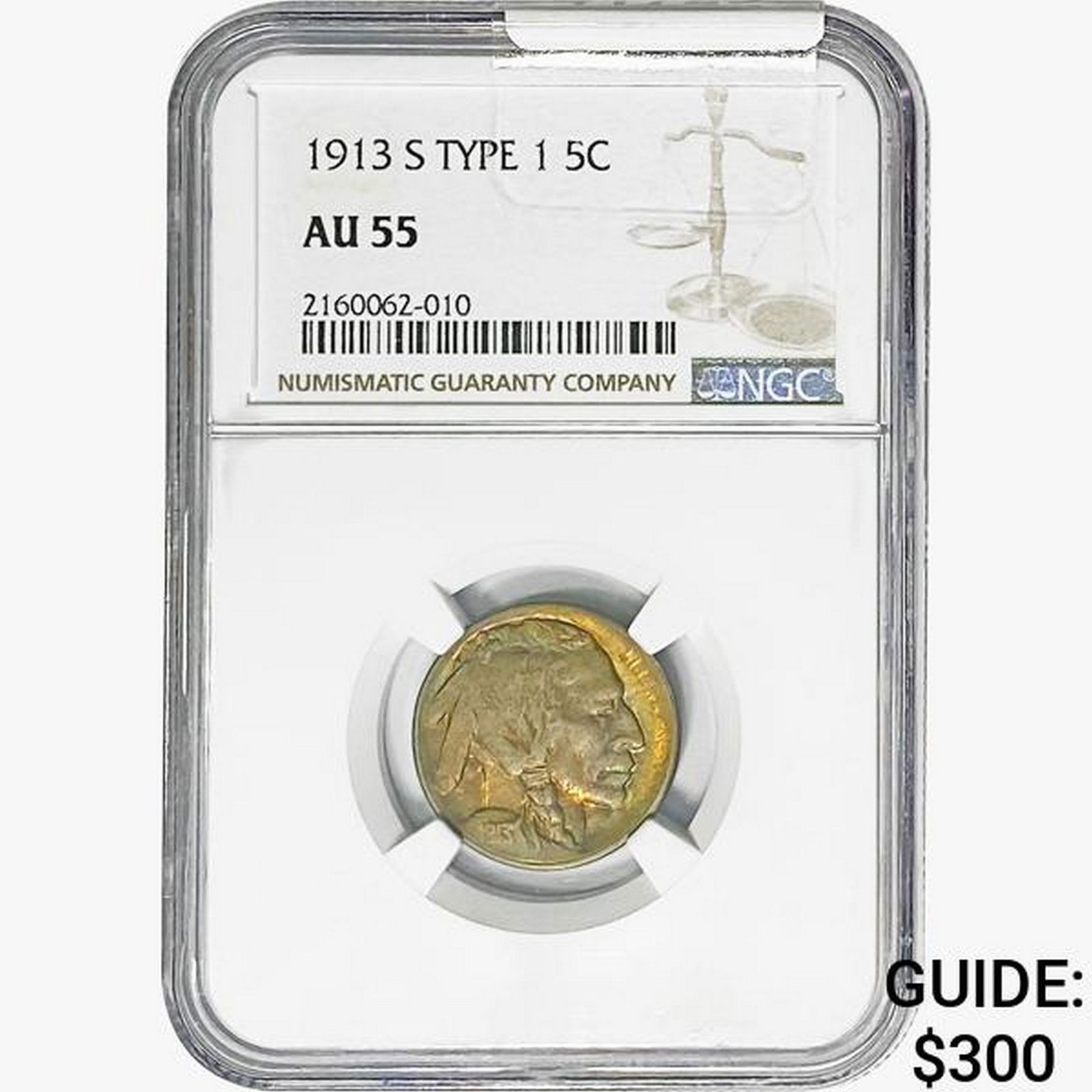 1913-S Buffalo Nickel NGC AU55 Type 1 (1 of 2)