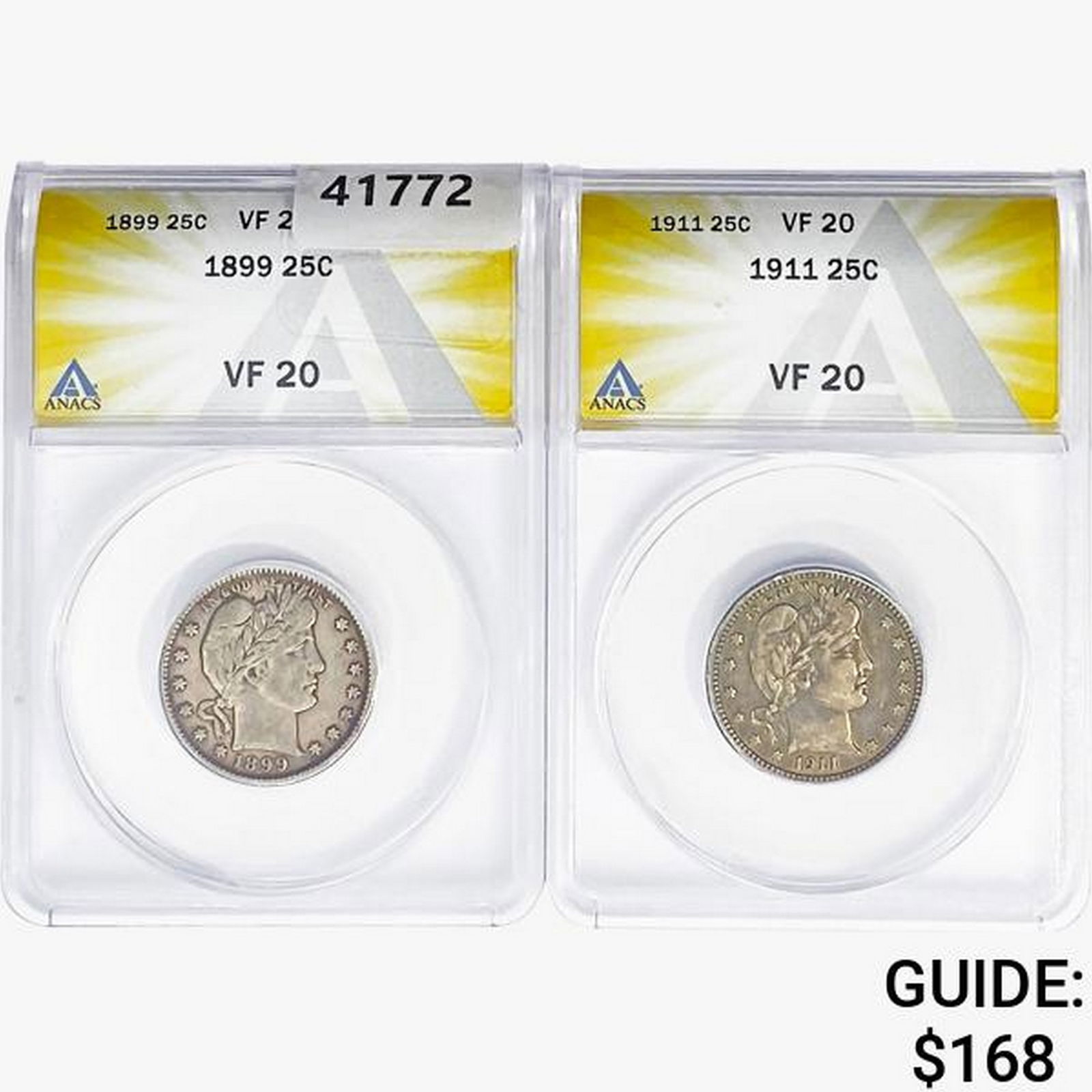 [2]1899 & 1911 Barber Quarter ANACS VF20 (1 of 2)