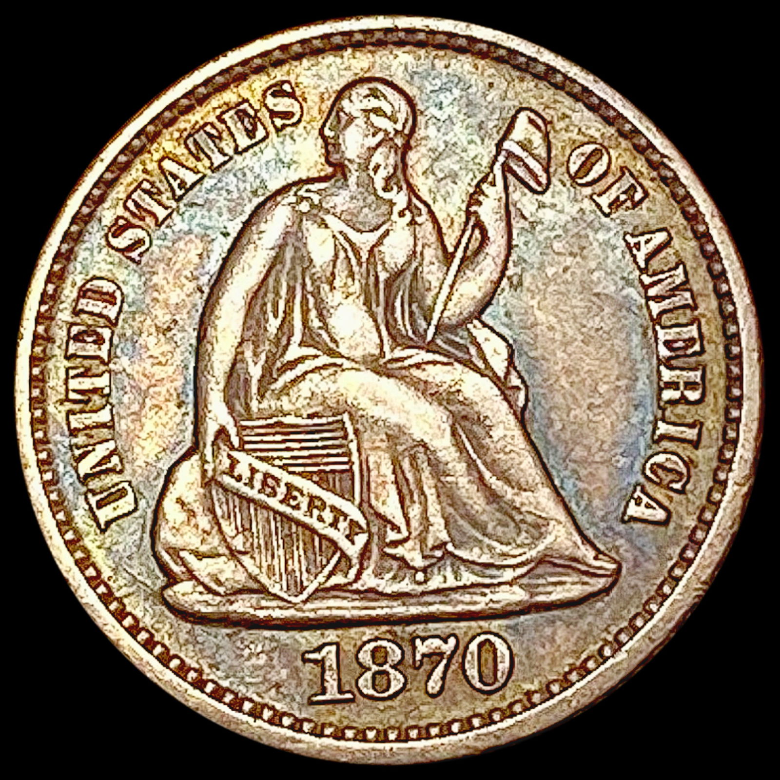 1870 Seated Liberty Half Dime NEARLY UNCIRCULATED (1 of 2)