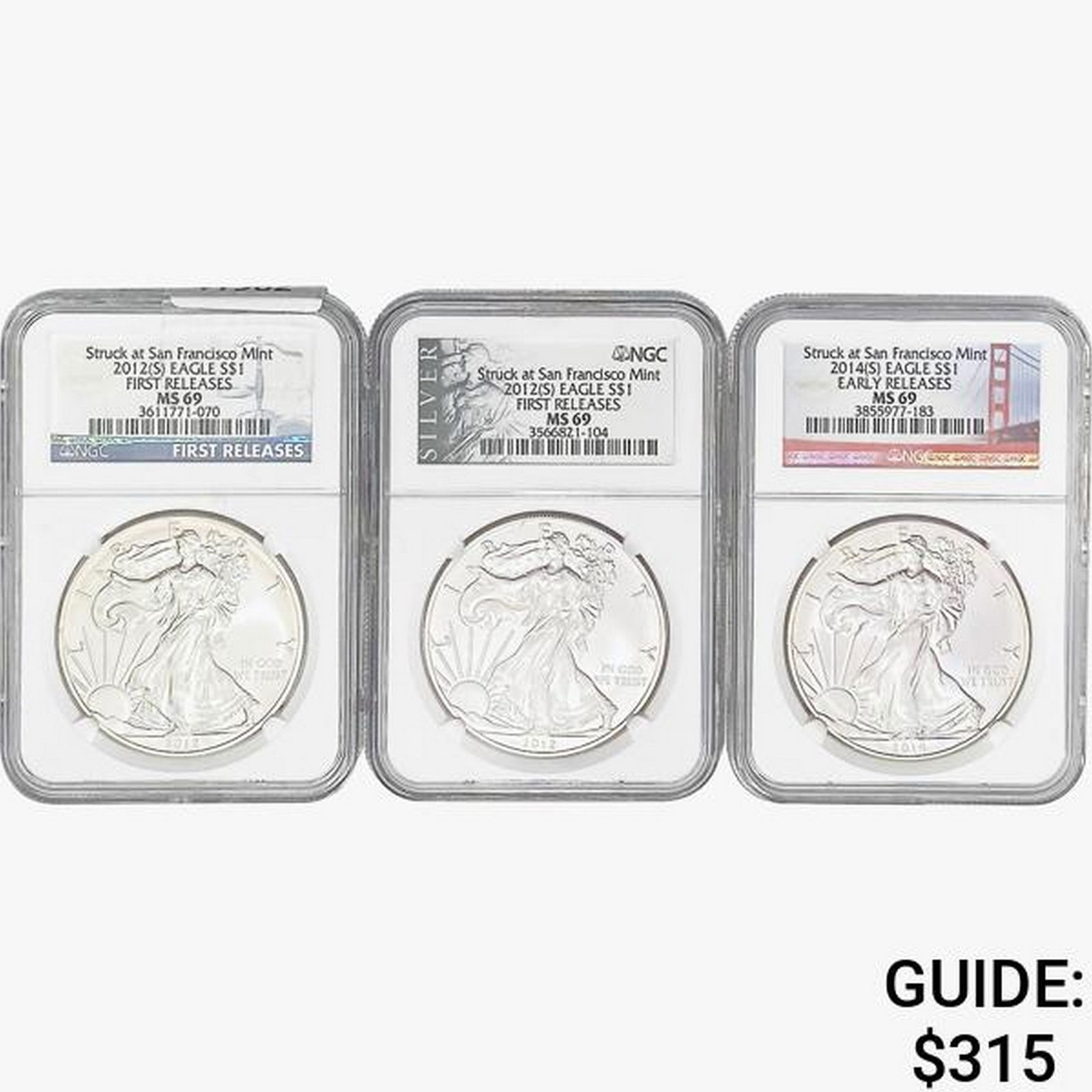 [3] 2012-S&2014-S Silver Eagle NGC MS69 (1 of 2)
