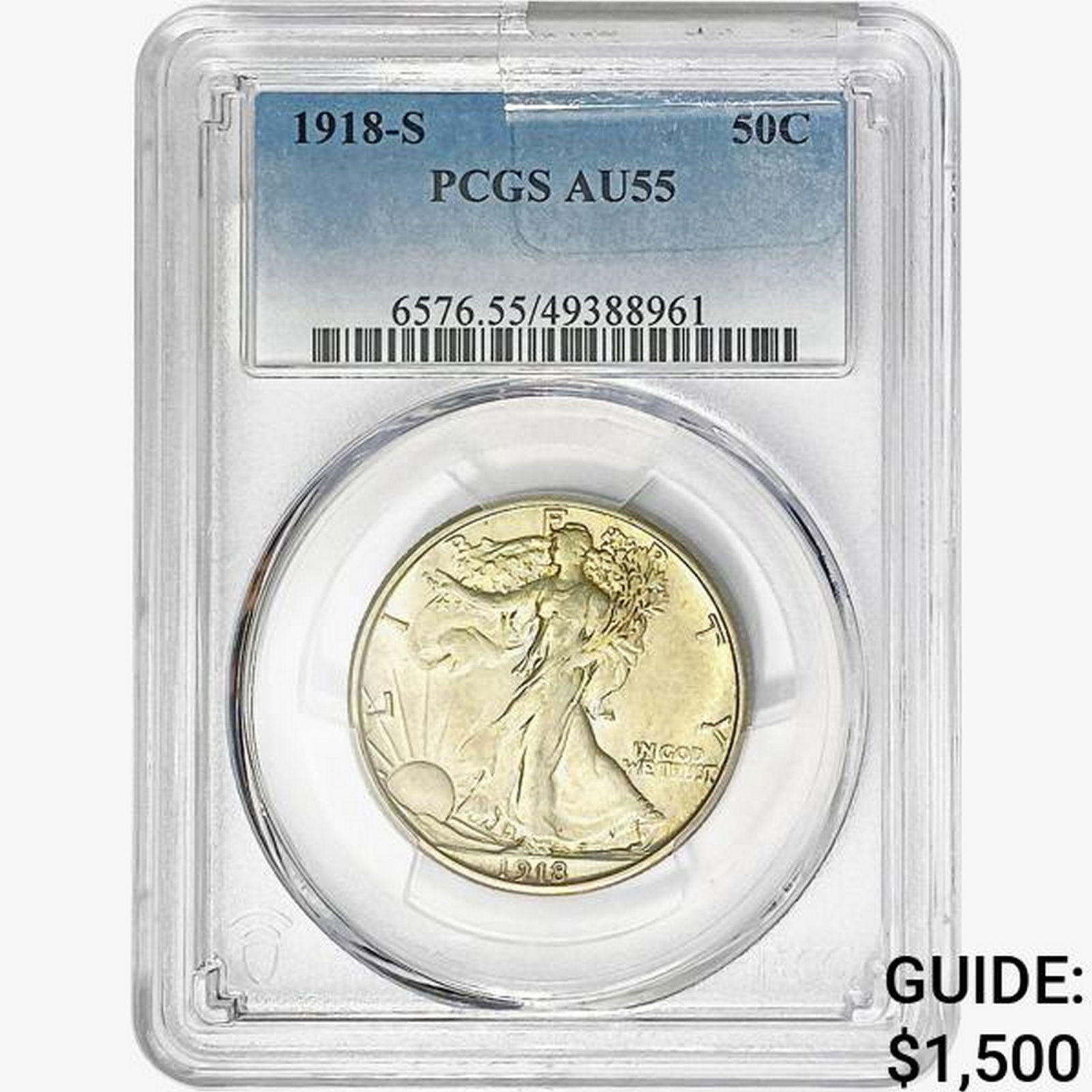 1918-S Walking Liberty Half Dollar PCGS AU55 (1 of 2)