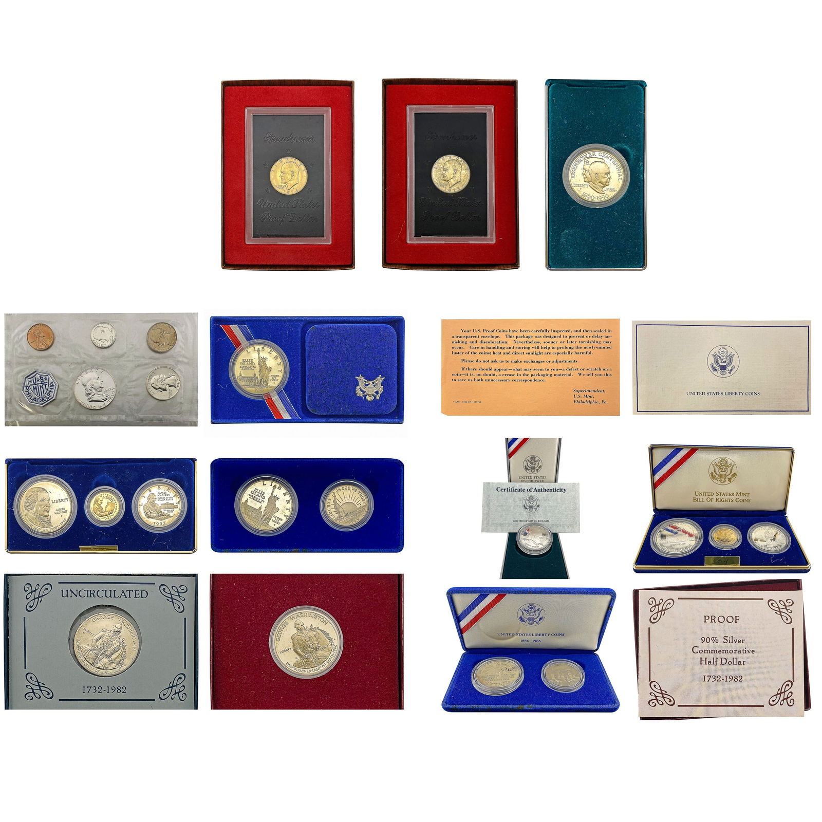 [16]1962-1993 U.S. Silver $1, Commem. Halves, Sets (1 of 6)