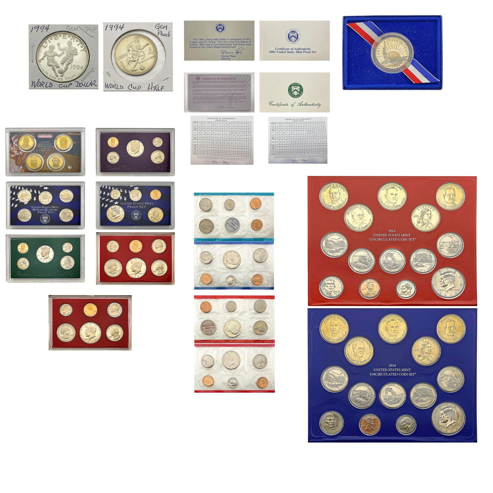 [90]1969-2014 U.S. Proof/Mint Sets, Comm. 50C & $1 (1 of 10)