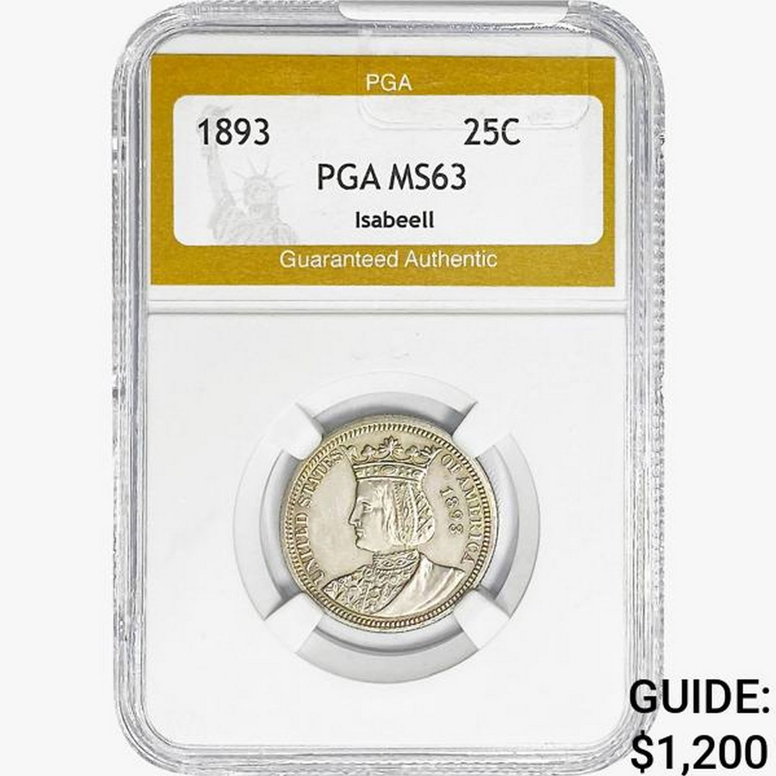 1893 Isabella Silver Quarter PGA MS63 (1 of 2)