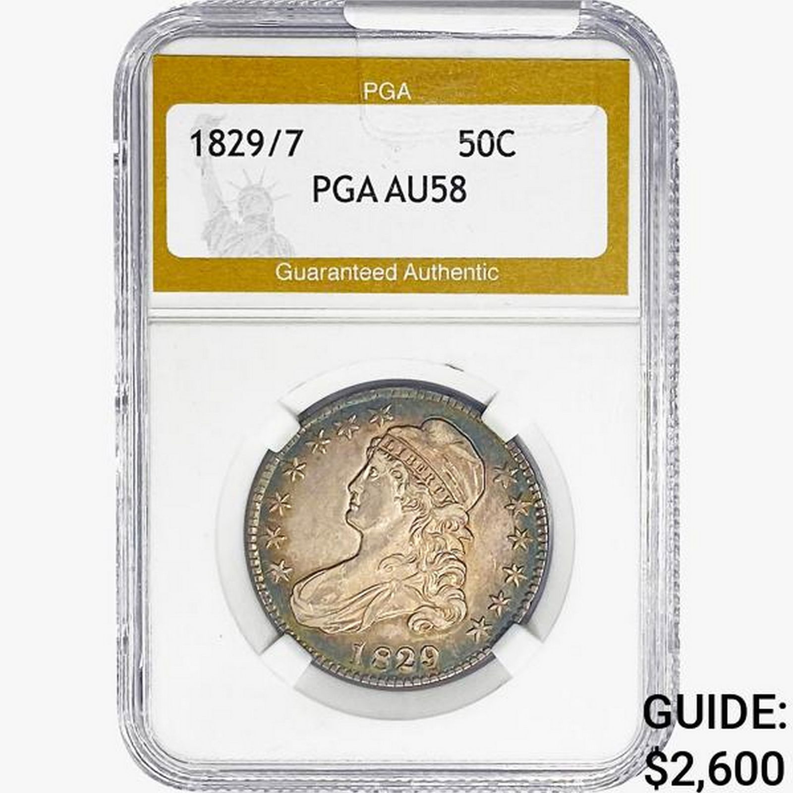 1829/7 Capped Bust Half Dollar PGA AU58 (1 of 2)