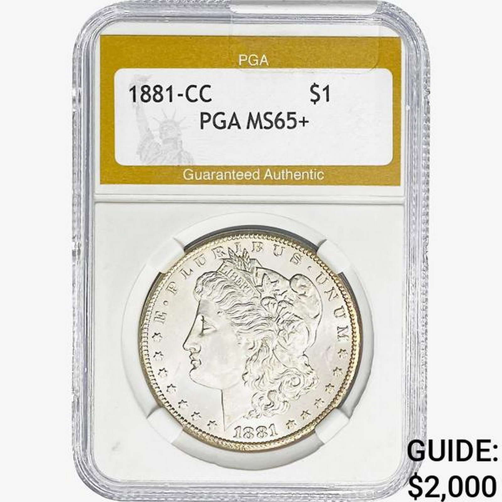 1881-CC Morgan Silver Dollar PGA MS65+: 1881-CC Morgan Silver Dollar PGA MS65+