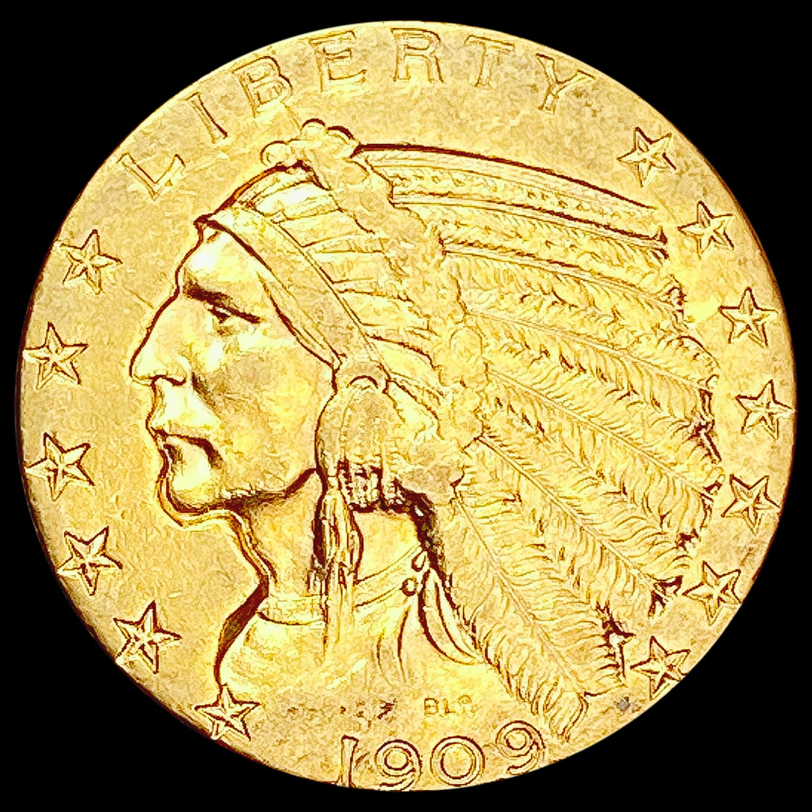 1909-D $5 Gold Half Eagle CLOSELY UNCIRCULATED (1 of 2)