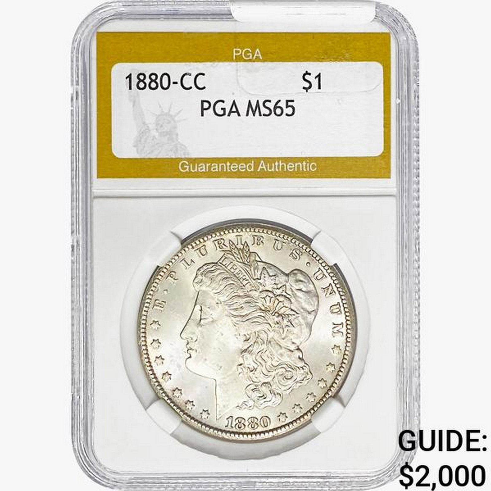 1880-CC Morgan Silver Dollar PGA MS65: 1880-CC Morgan Silver Dollar PGA MS65