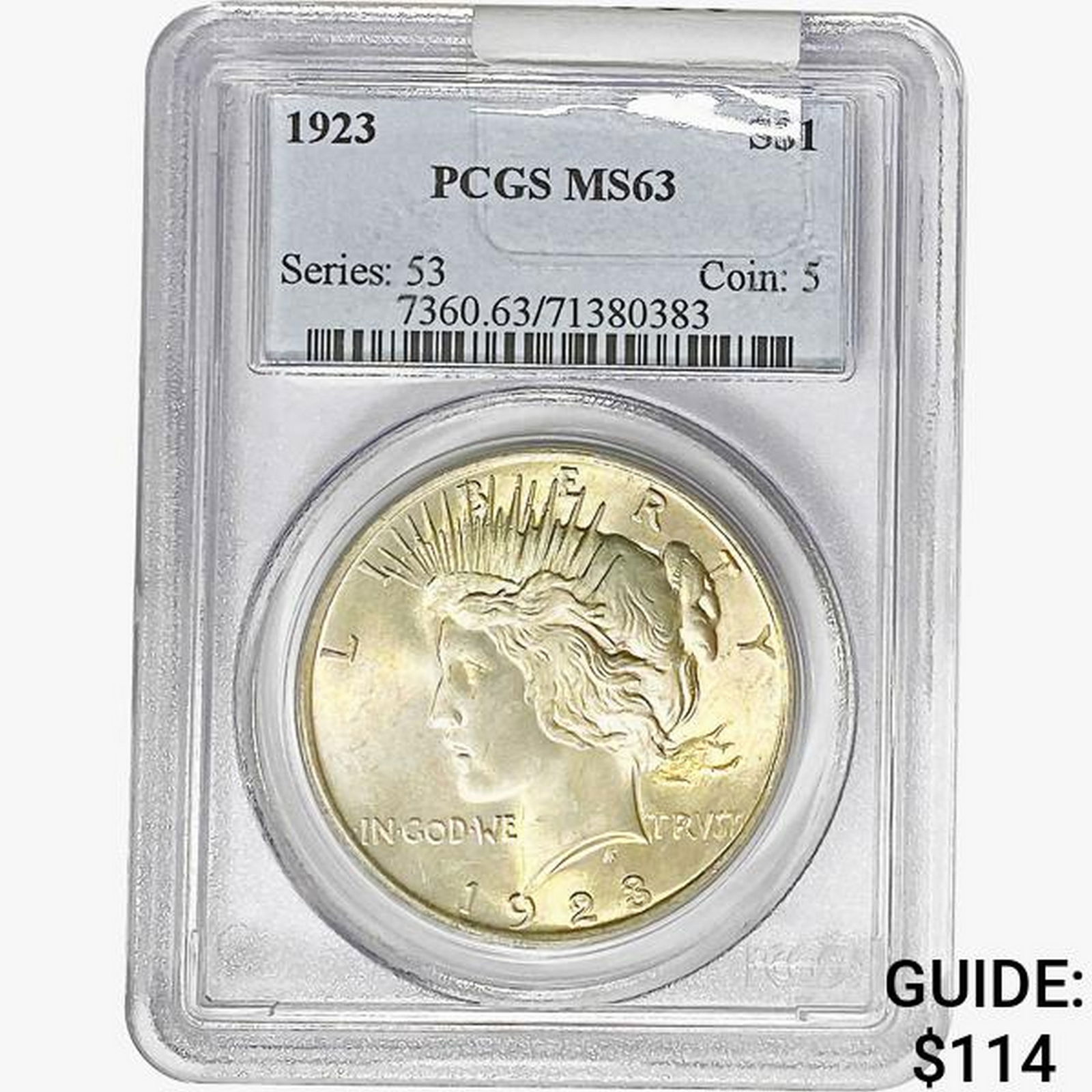 1923 Silver Peace Dollar PCGS MS63 (1 of 2)