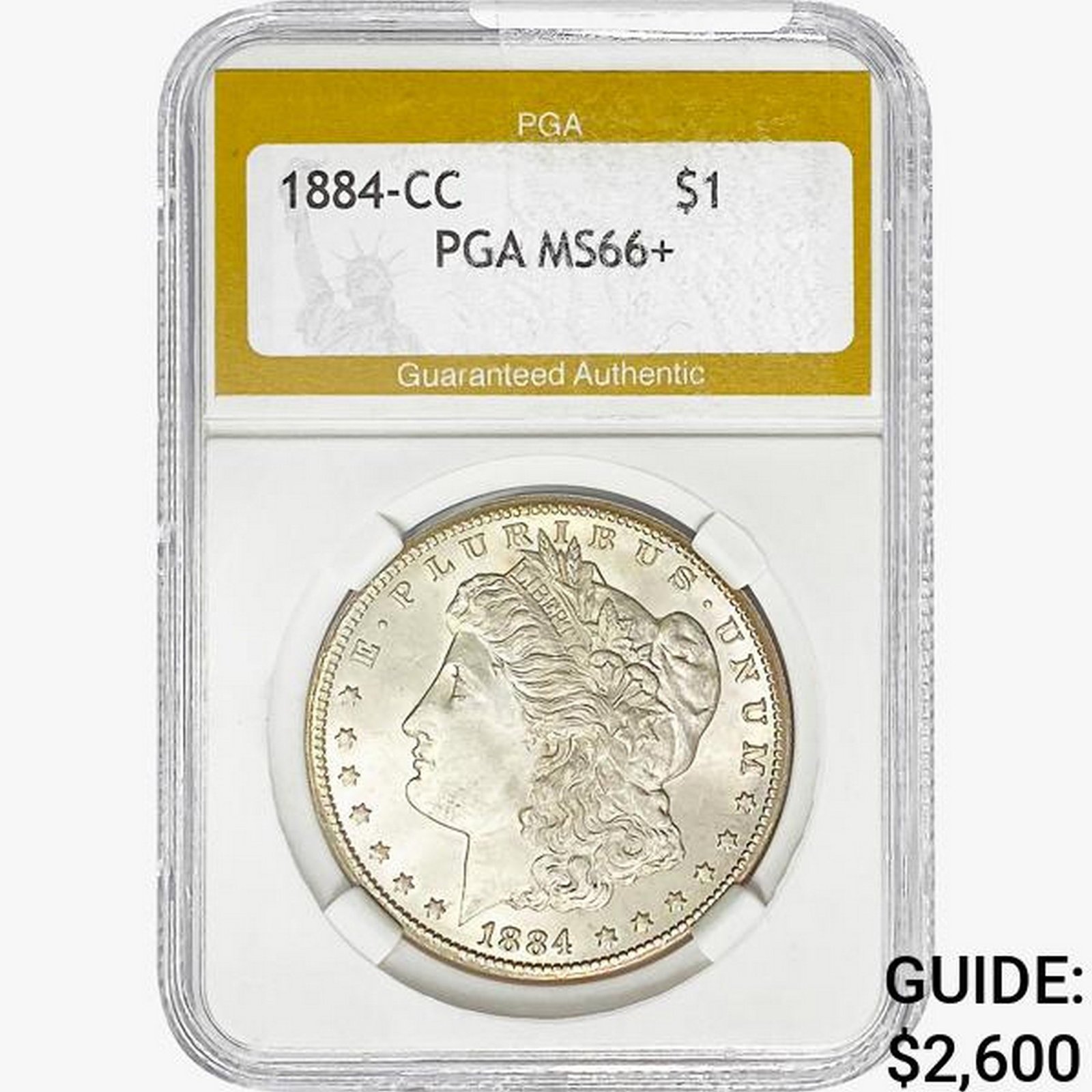 1884-CC Morgan Silver Dollar PGA MS66+: 1884-CC Morgan Silver Dollar PGA MS66+