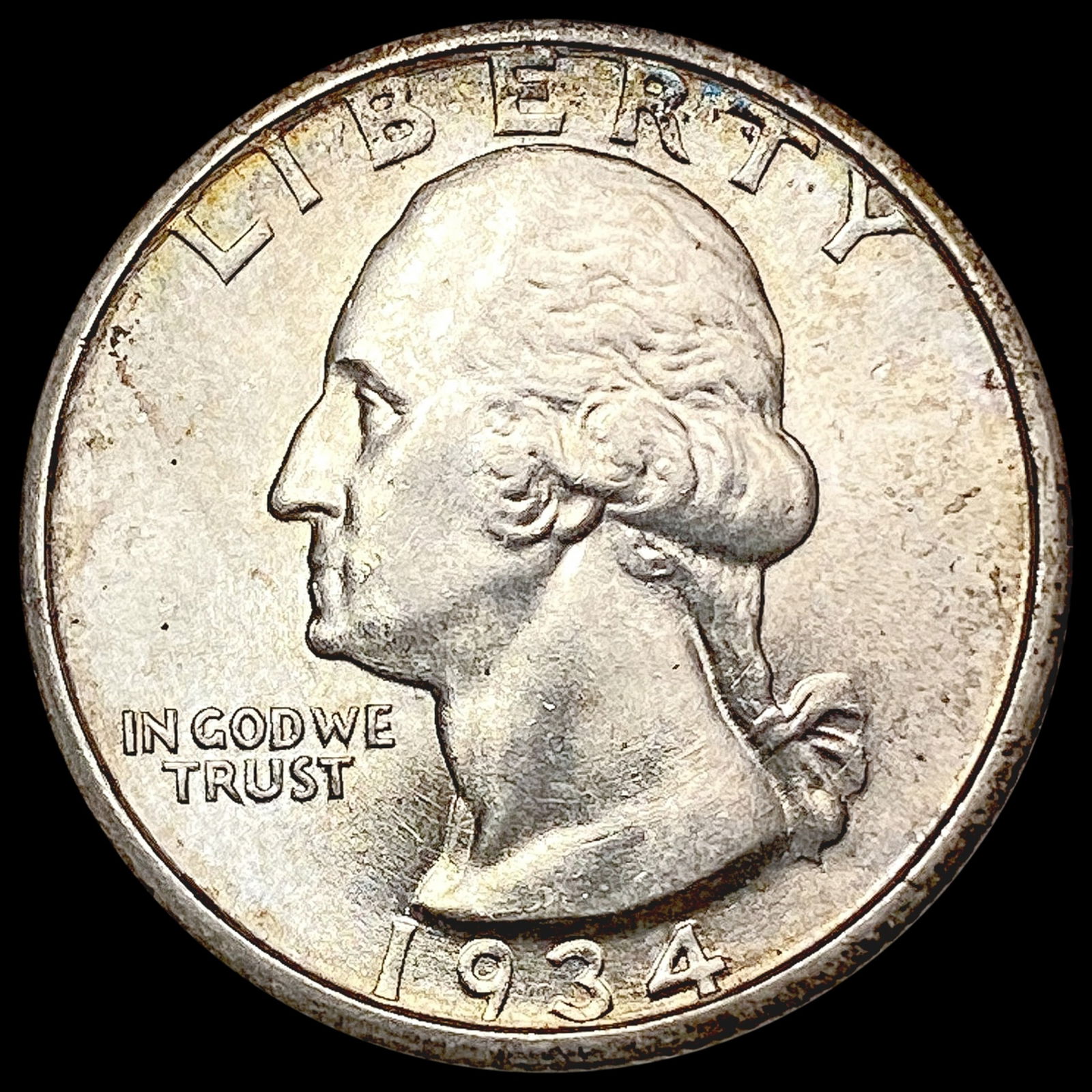 1934 Heavy Motto Washington Silver Quarter SUPERB (1 of 2)