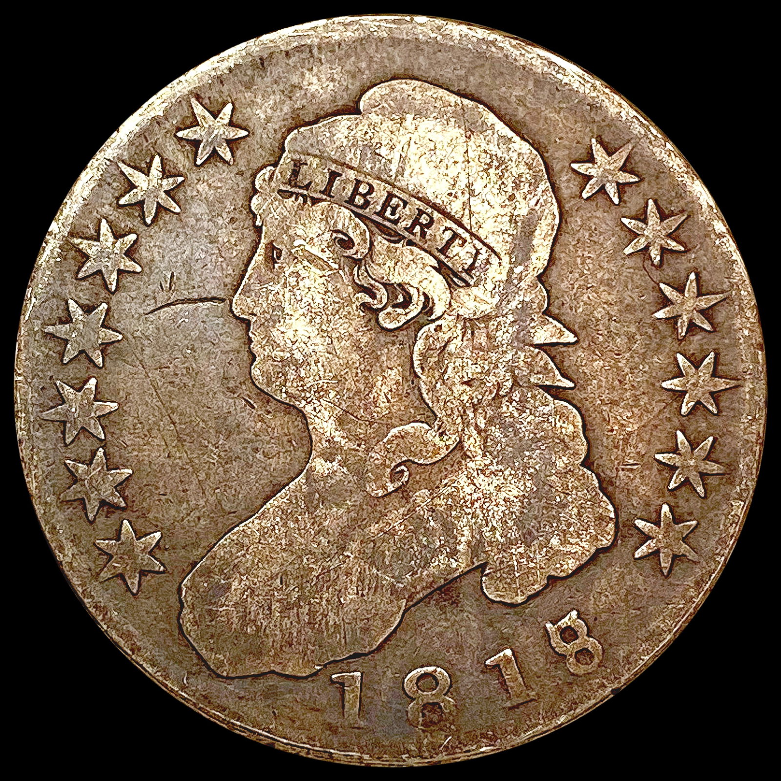1818/7 Capped Bust Half Dollar NICELY CIRCULATED: 1818/7 Capped Bust Half Dollar NICELY CIRCULATED